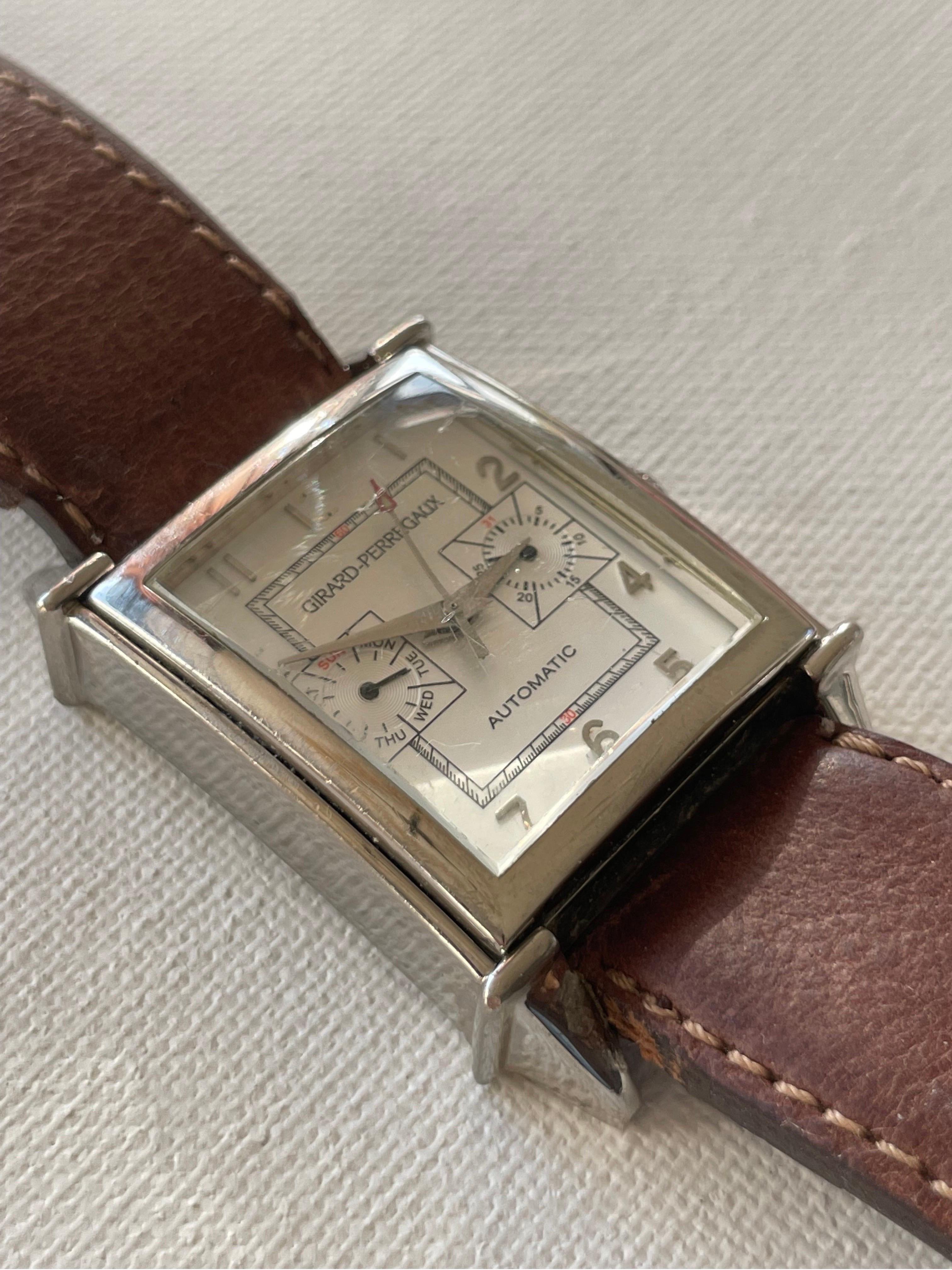 Mid-Century Modern Girard-Perregaux Time-Date Chronograph Automatic Wrist Watch Vintage, 1999 For Sale