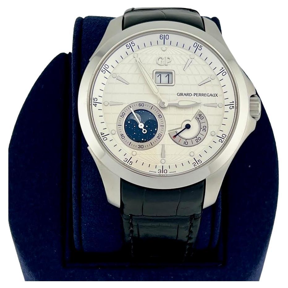 Girard Perregaux Traveller Fechador Lunar Grande 49650 44mm Esfera Plateada Acero