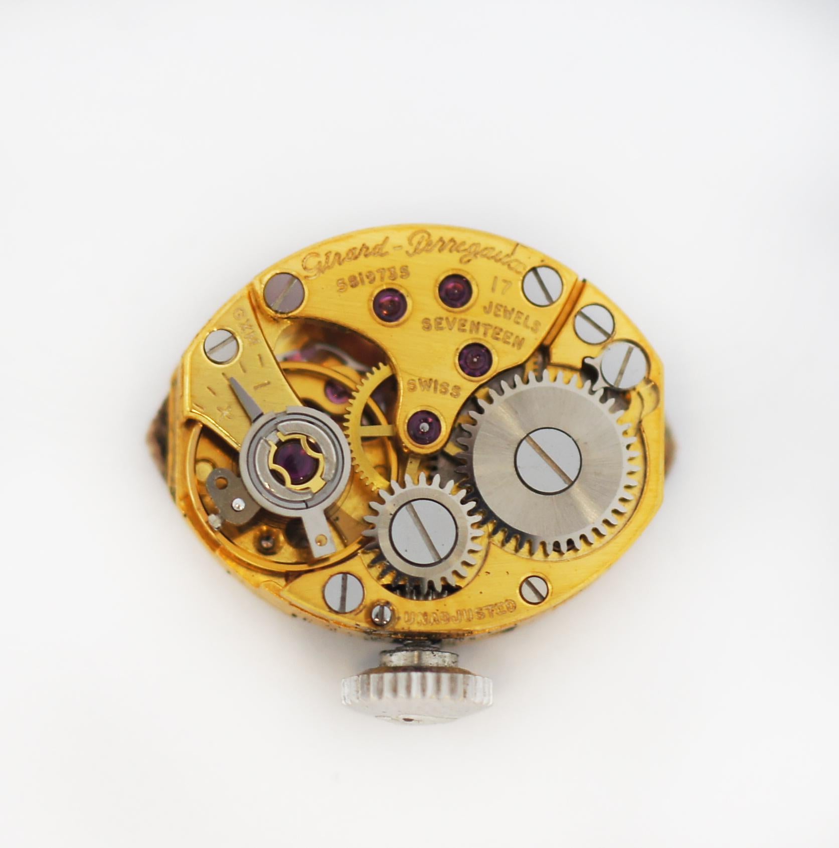 Girard Perregaux Vintage 14K Gold Diamond Hand-wind Watch In Good Condition For Sale In San Fernando, CA