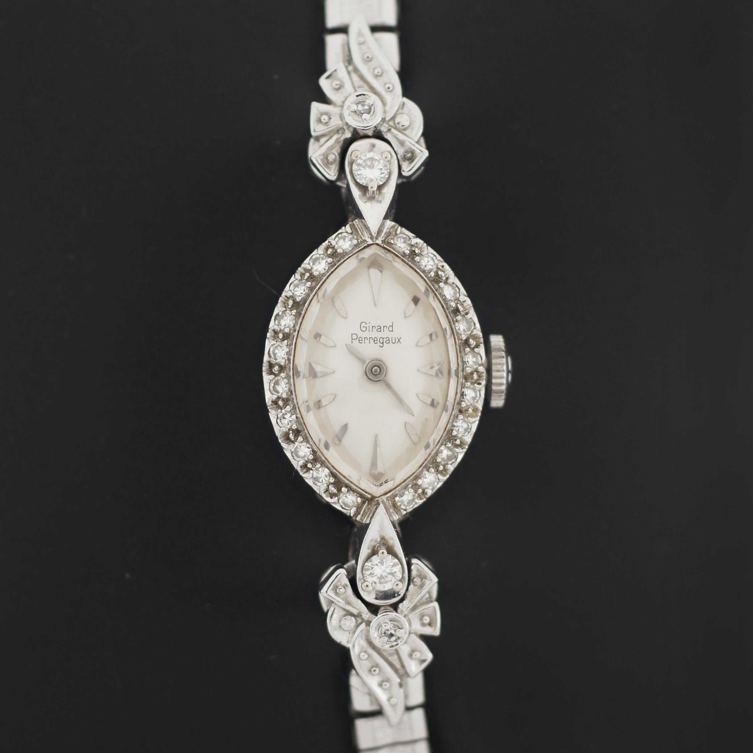 Girard Perregaux Vintage 14K Gold Diamant-Handaufzugsuhr mit Diamanten 1
