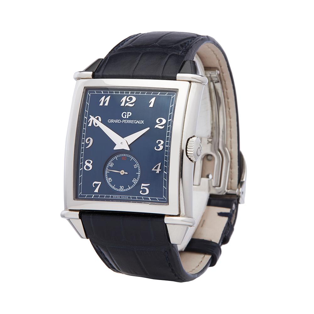 Ref: W5646
Manufacturer: Girard Perregaux
Model: Vintage 1945
Model Ref: 2588011421BB4A
Age: 13th November 2018
Gender: Mens
Complete With: Box, Manuals & Guarantee
Dial: Blue Arabic
Glass: Sapphire Crystal
Movement: Automatic
Water Resistance: To