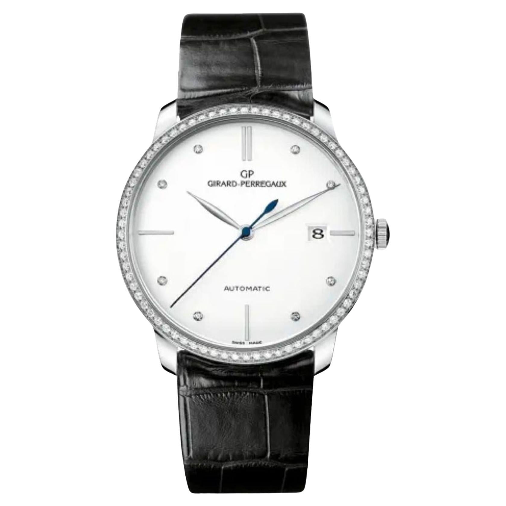 Girard Perregaux Vintage 1966 18K White Gold 38 mm Case With Diamonds Bezel.