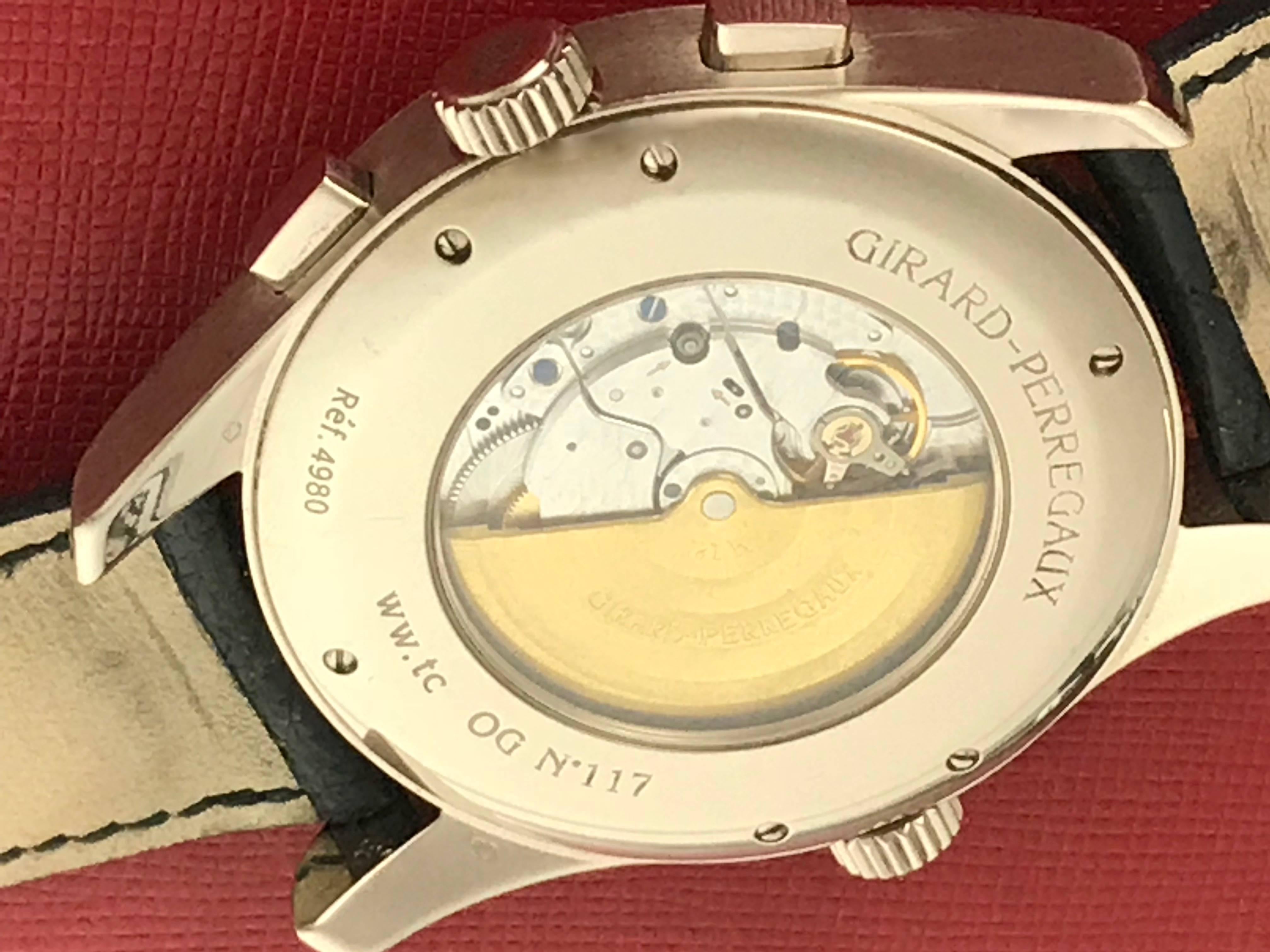 Girard Perregaux White Gold World Time Chronograph GMT Automatic Wristwatch For Sale 1
