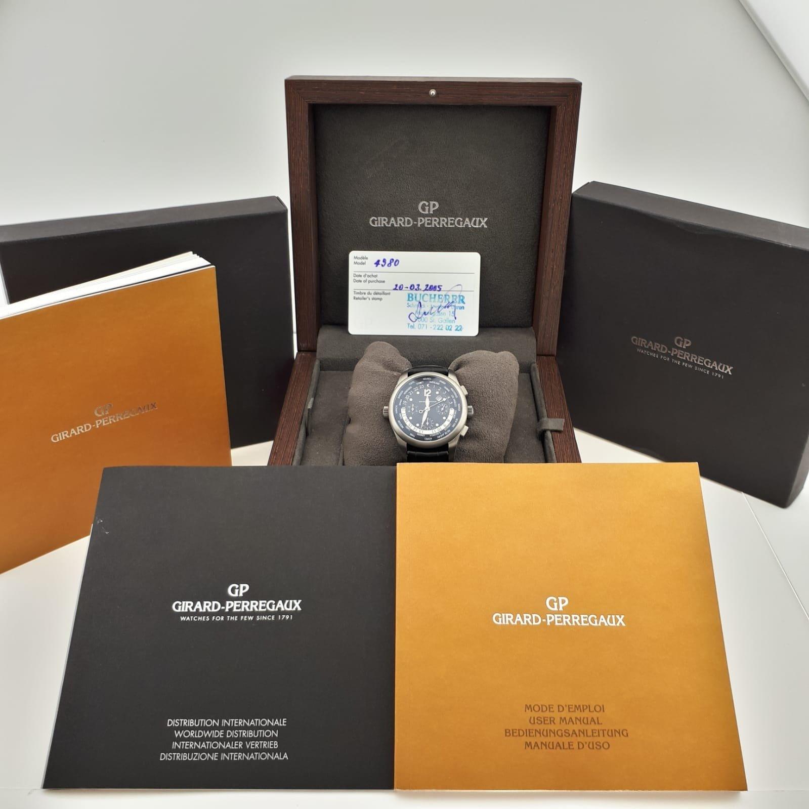 **** Automatic , 43mm, Full Set (Box + Warranty Card + User manuals),
**** Titanium

Brand: Girard Perregaux (Guaranteed Authentic)
Model: World Time WW.TC
Reference Number: 4980
Gender: Men's
Metal: Titanium
Case Size: 43mm excluding winding