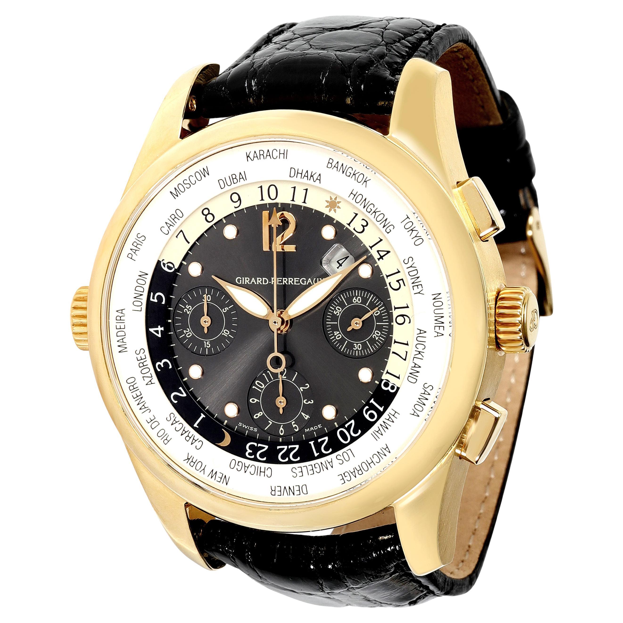 Girard Perregaux: 18 Karat Gelbgold Herrenuhr WW.TC Traveller 4980