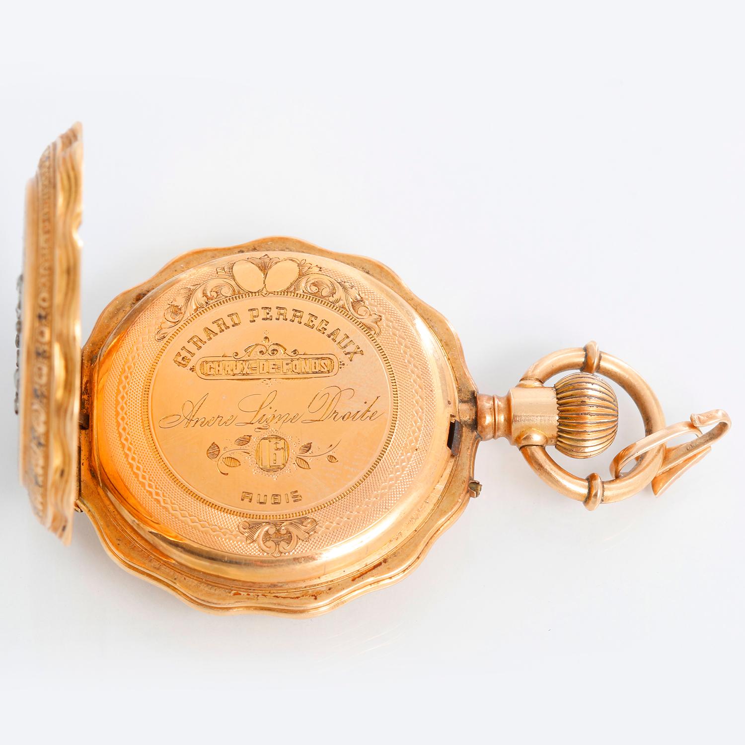 Girard, Perreguax 18K Gold & Enamel Ladies Pendant Pocket Watch In Good Condition In Dallas, TX