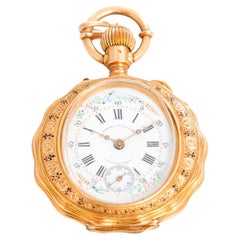 Girard, Perreguax 18K Gold & Enamel Ladies Pendant Pocket Watch