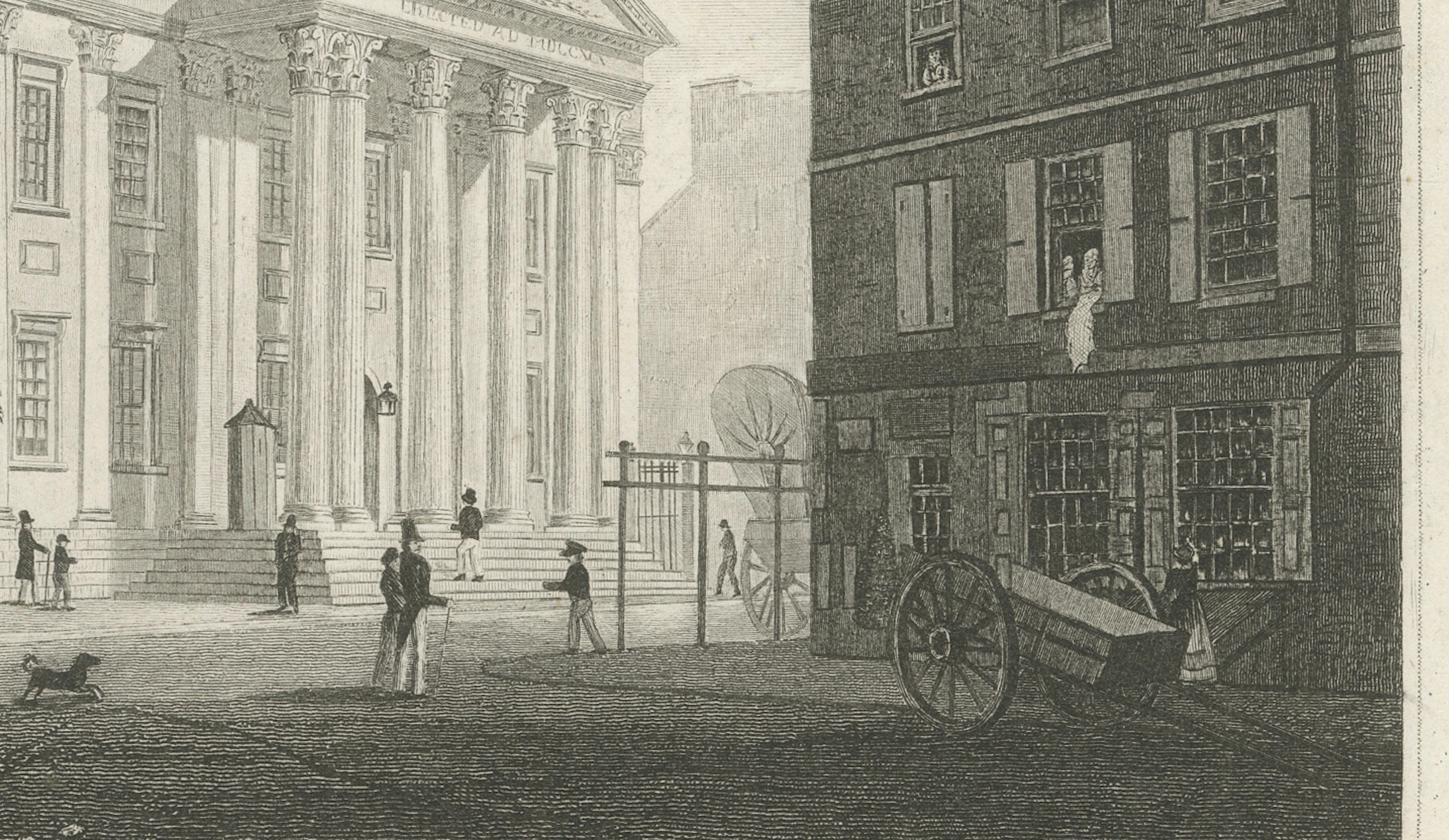 Girard's Bank Philadelphia, Antique American City View Engraving, c.1850