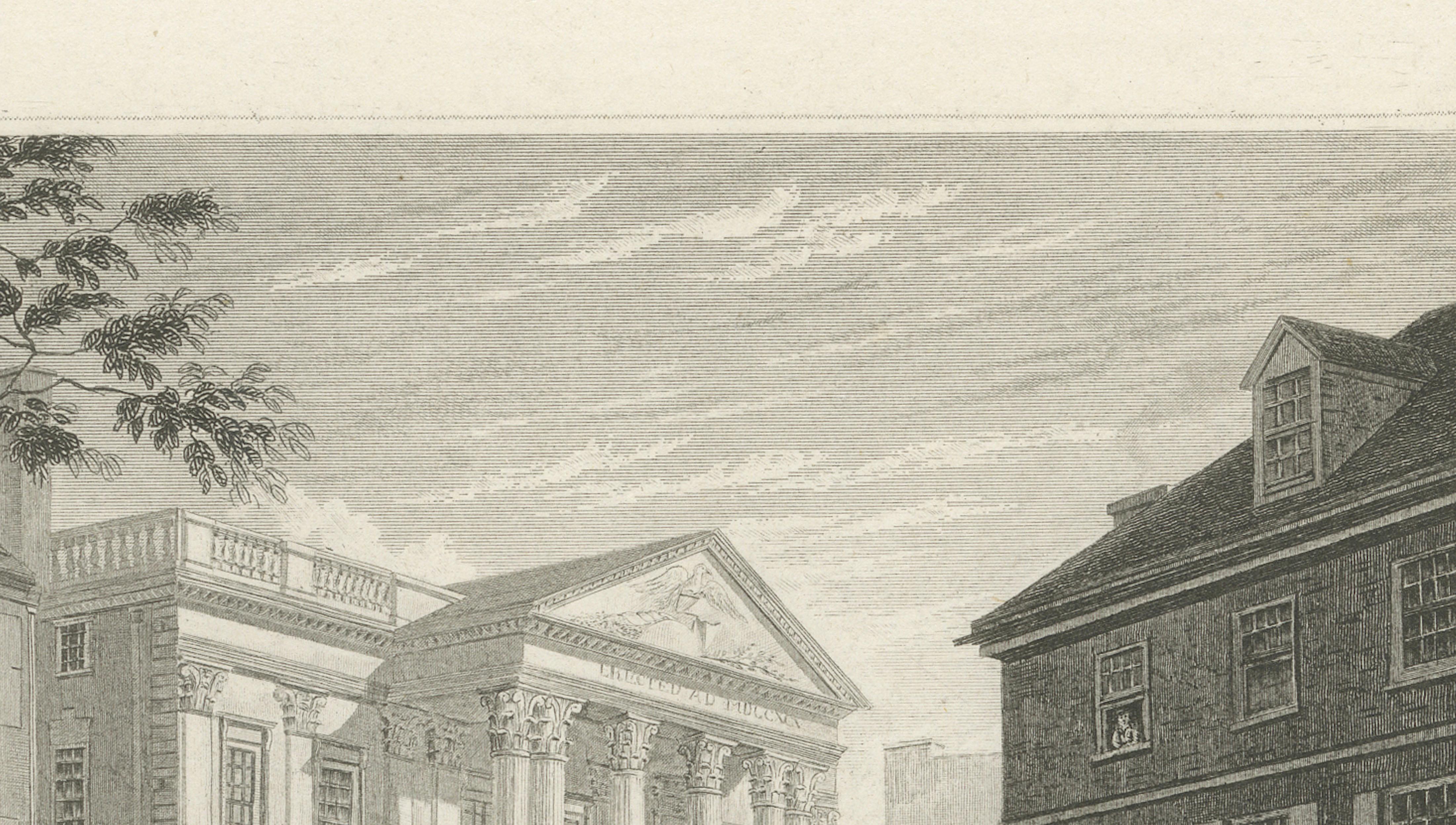 Girard's Bank Philadelphia, Antique American City View Engraving, c.1850