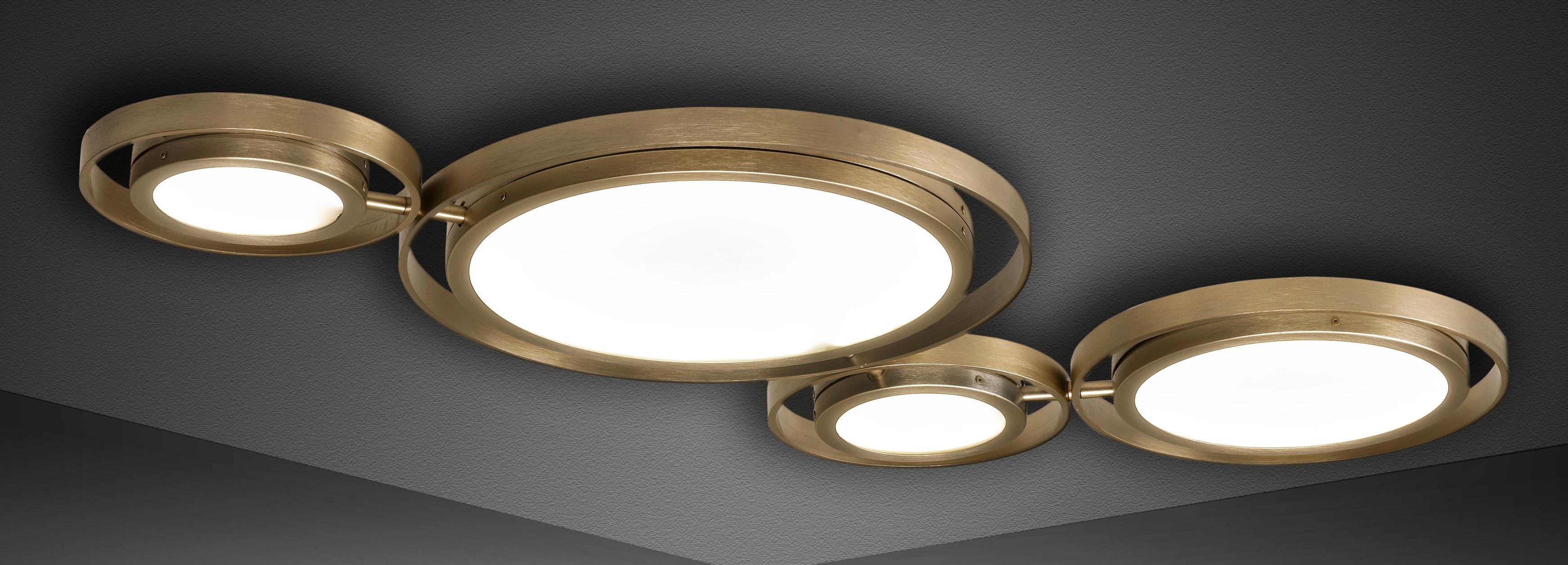 Girasole Ceiling Lamp by Euroluce Lampadari
Dimensions: D 50 x W 105 x H 9 cm.
Materials: Metal and glass.

Available in different colors. Prices may vary. All our lamps can be wired according to each country. If sold to the USA it will be wired for