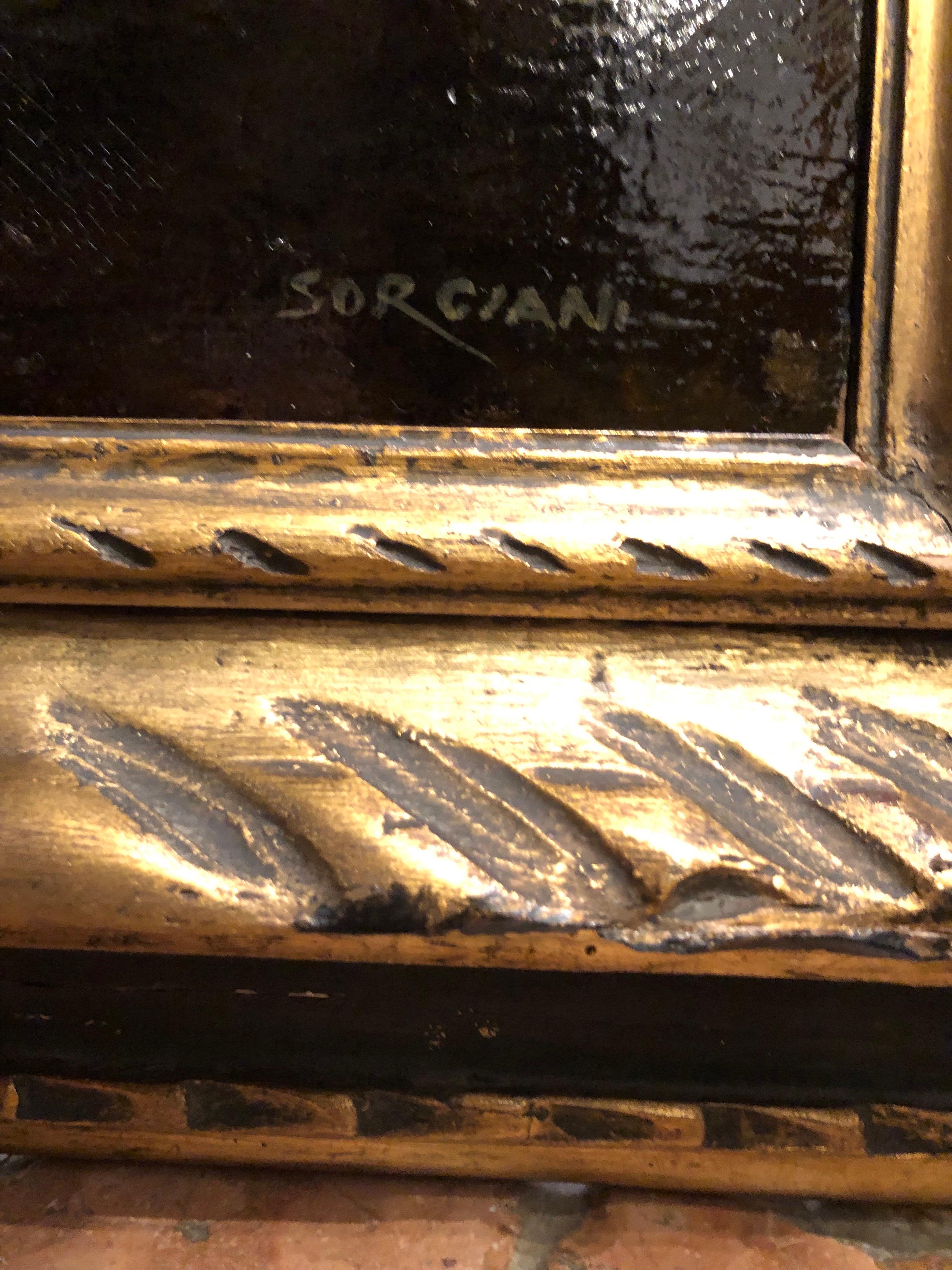 Girasoli e Dalie Natura Morta Di Fiori Italiana Firmata Sorgiani 1930 circa (20. Jahrhundert) im Angebot