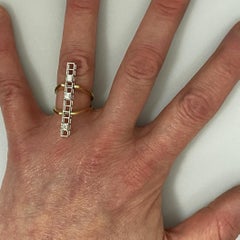 "Girder" Hinged Ring in 18K Yellow & 14K White Gold with Princess Cut Diamonds