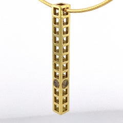 "Girder" Pendant in 18 Karat Gold & Brown Diamonds on Choker-Length Omega Chain