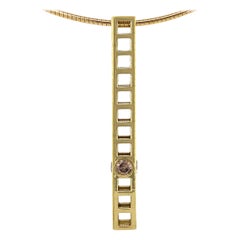 "Girder" Pendant in 18 Karat Gold & Brown Diamonds on Choker-Length Omega Chain