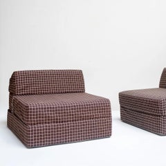 Girid gemusterte Stoffsofas, Frankreich, 1990er Jahre, paarweise