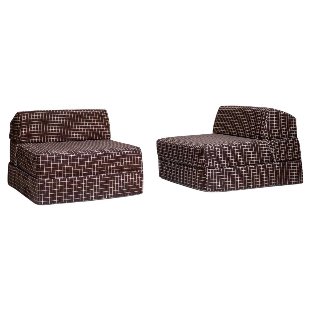 Girid gemusterte Stoffsofas, Frankreich, 1990er Jahre, paarweise im Angebot