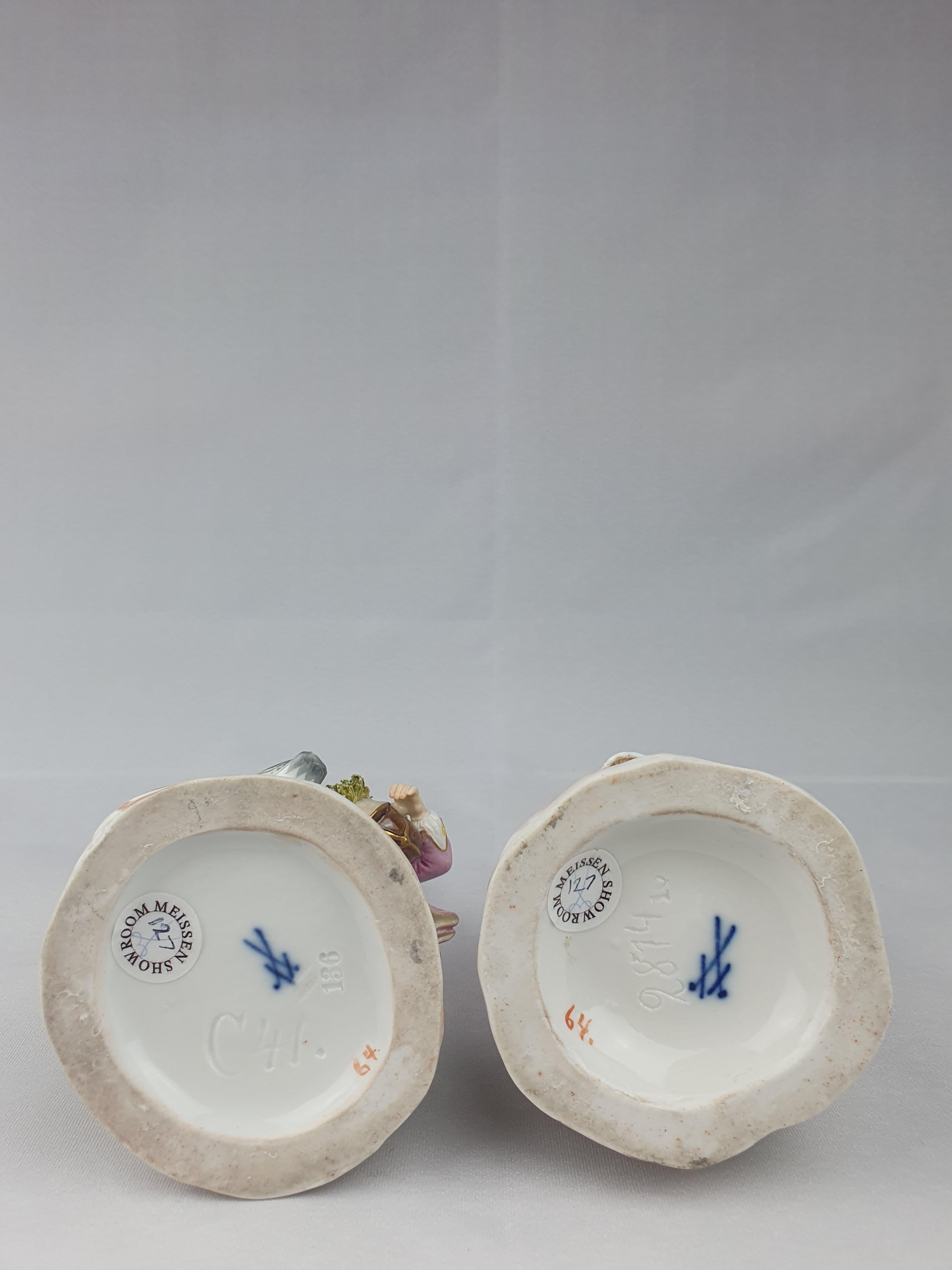 Meissen Girl and Boy Feeding Chickens and Geese Pink and Blue For Sale 10