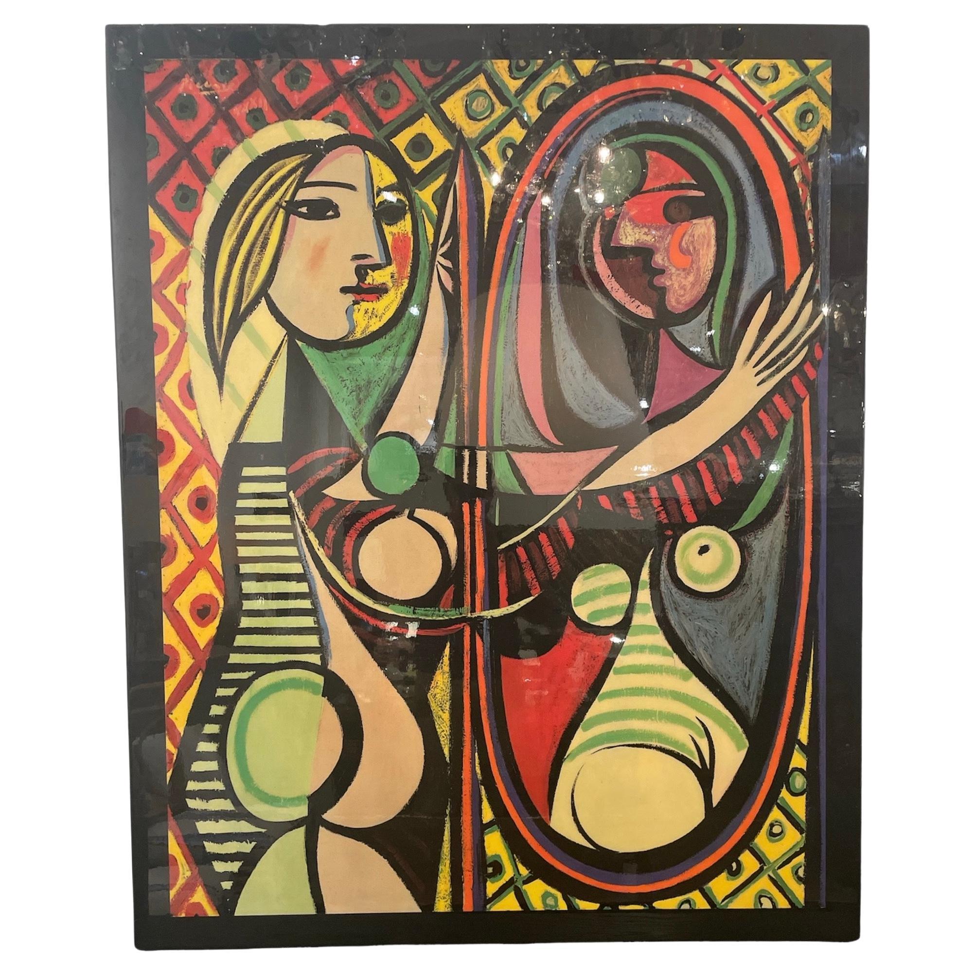 "Girl Before a Mirror", Thermal Lacquered Litho of 1932 Picasso For Sale