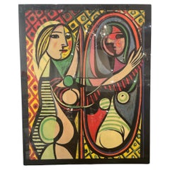 "Mädchen vor einem Spiegel", Thermolack-Litho von 1932 Picasso