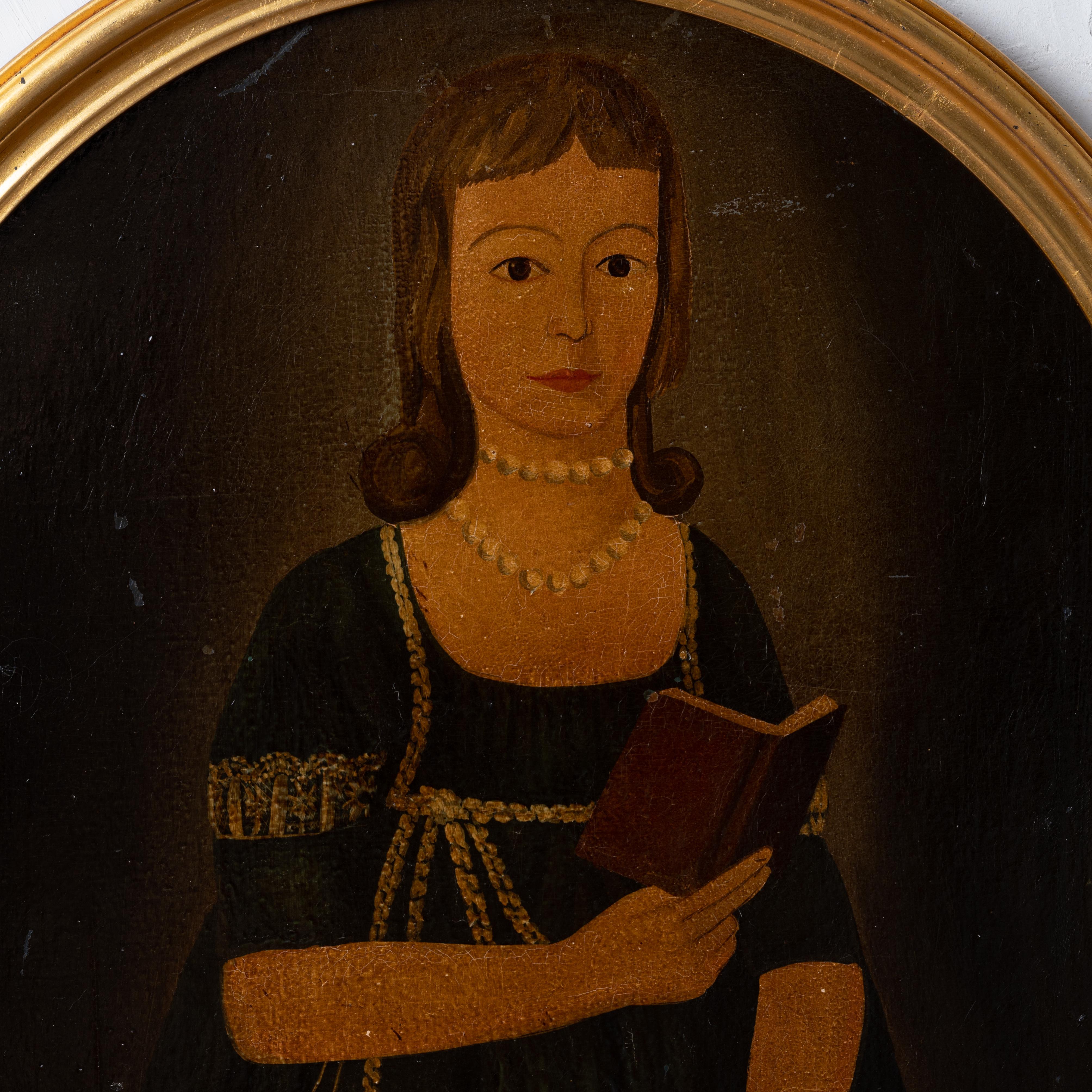 Girl in Green Portrait Painting after John Brewster, Jr. In Good Condition In Savannah, GA