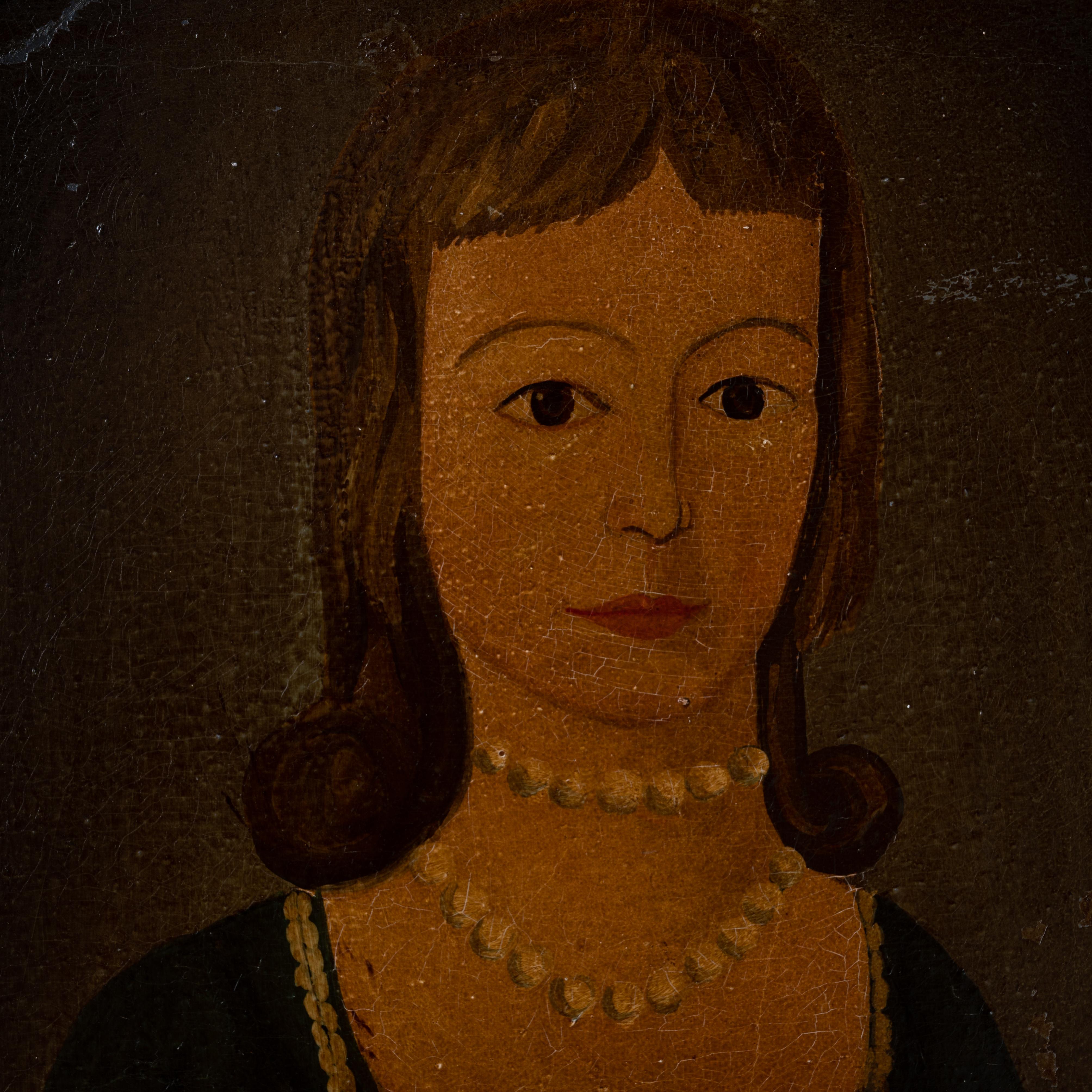 Glass Girl in Green Portrait Painting after John Brewster, Jr.
