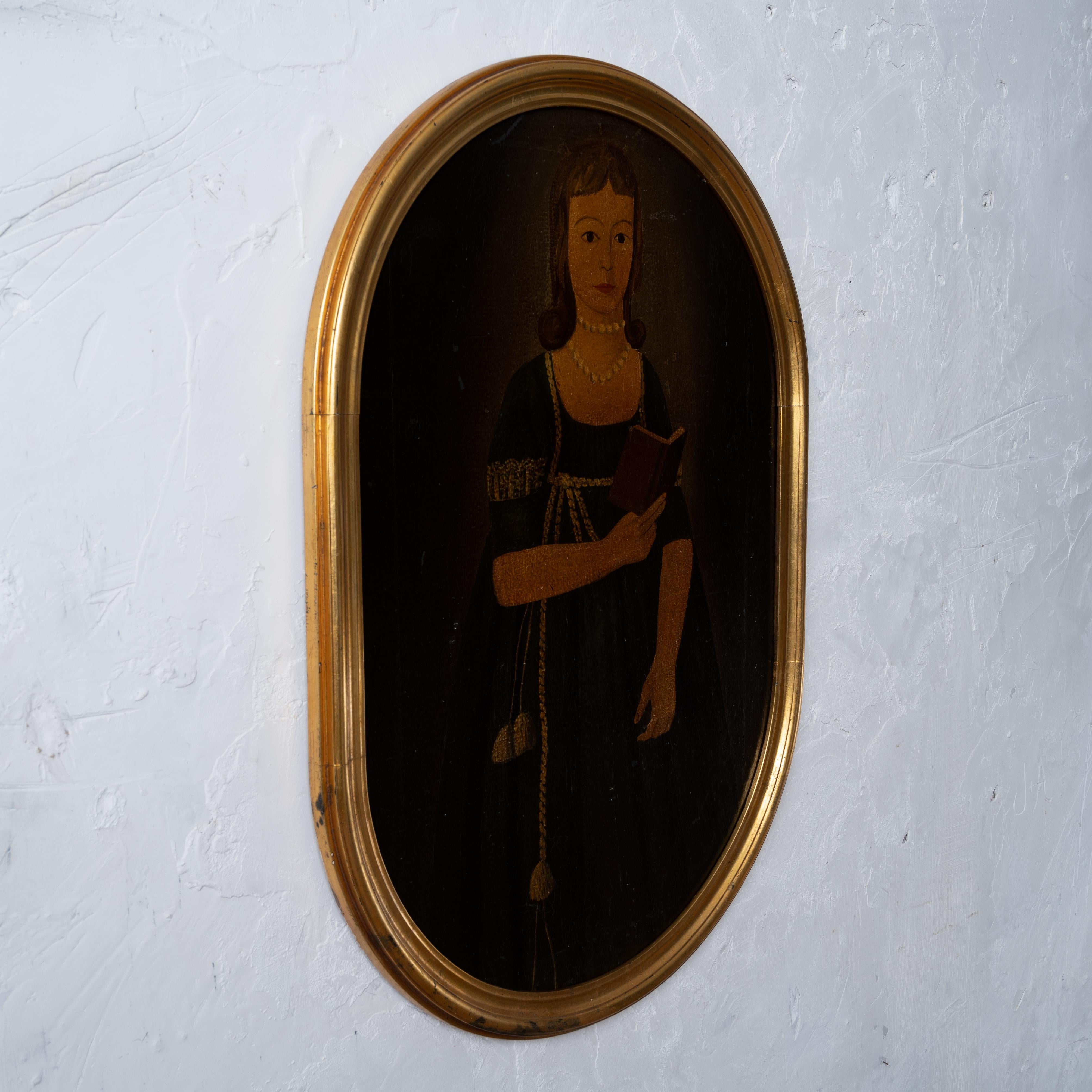 Girl in Green Portrait Painting after John Brewster, Jr. 1