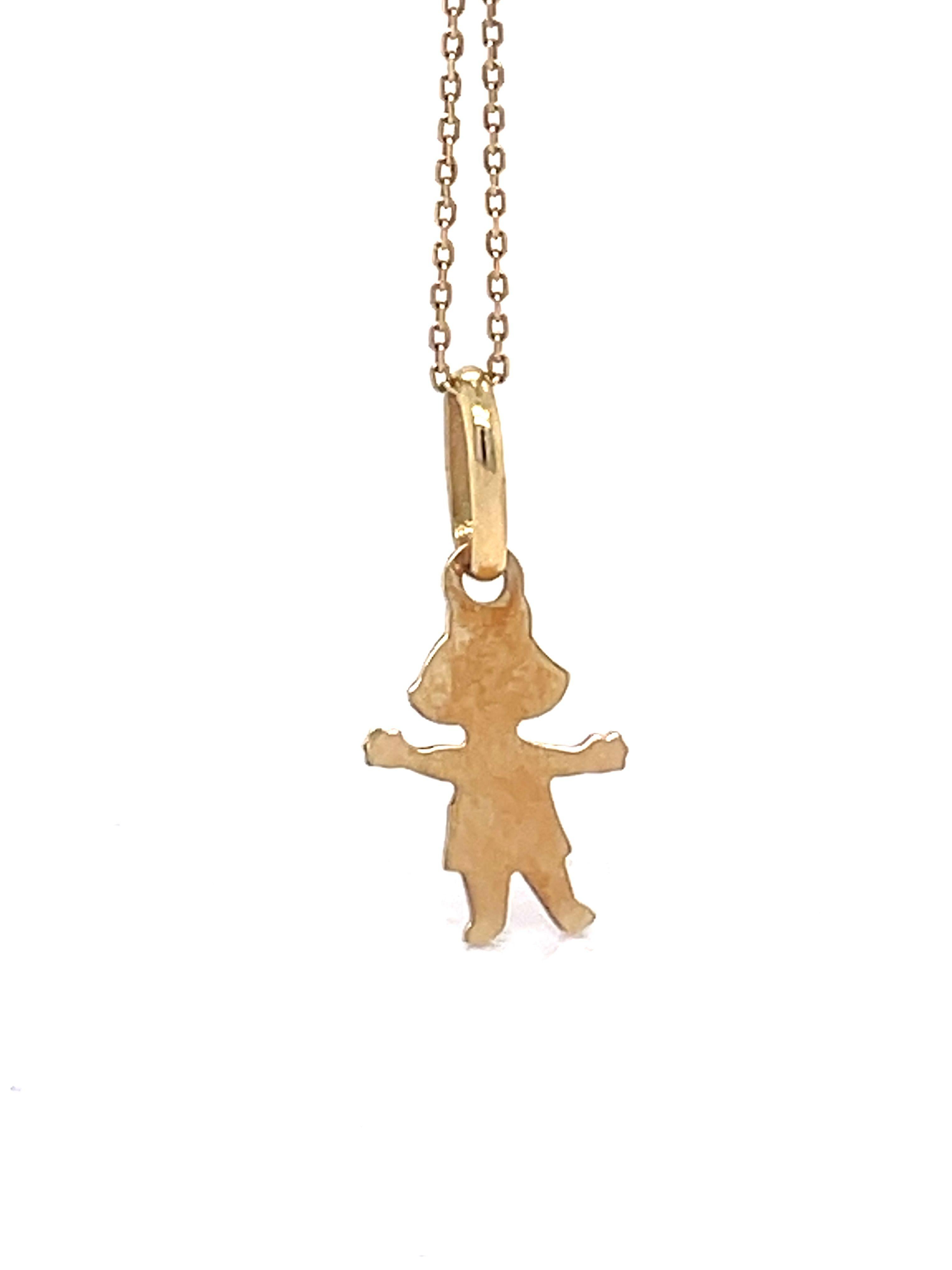 Girl necklace, 14K Yellow Gold, Child Pendant Necklace, Presant for new mom For Sale 2