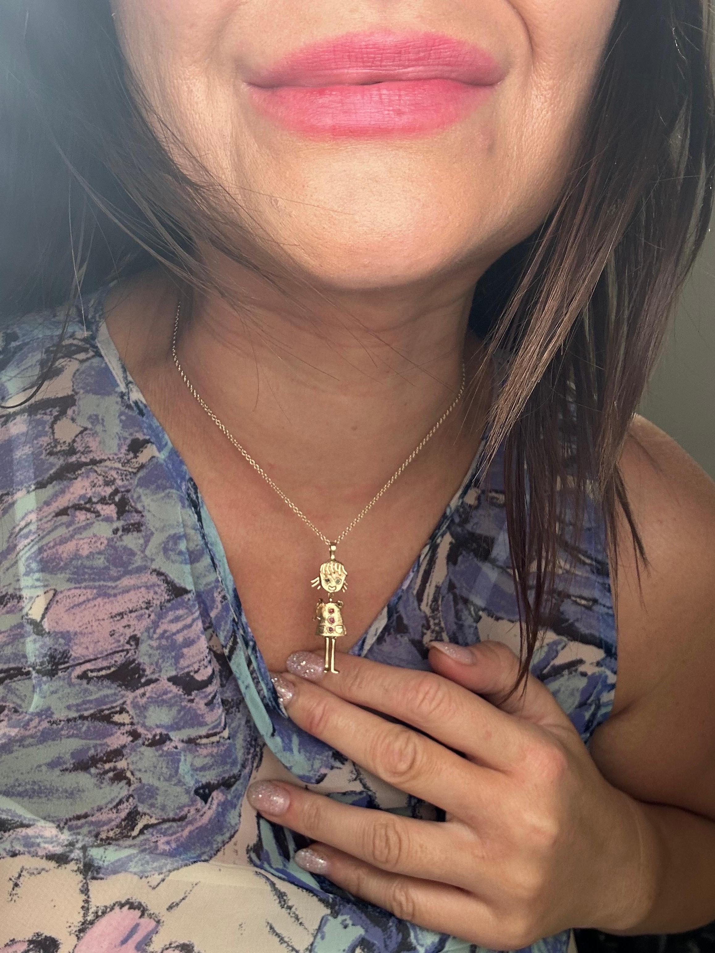 Halskette mit Mädchenanhänger Rare Find Custom Anhänger aus 14 Karat Gelbgold für Damen oder Herren