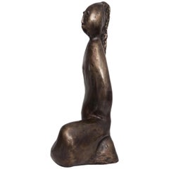 'Girl seated' One of a kind bronze sculpture