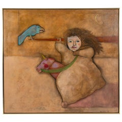Vintage Girl Who Just Went Along for the Night Ride by Mary Spain
