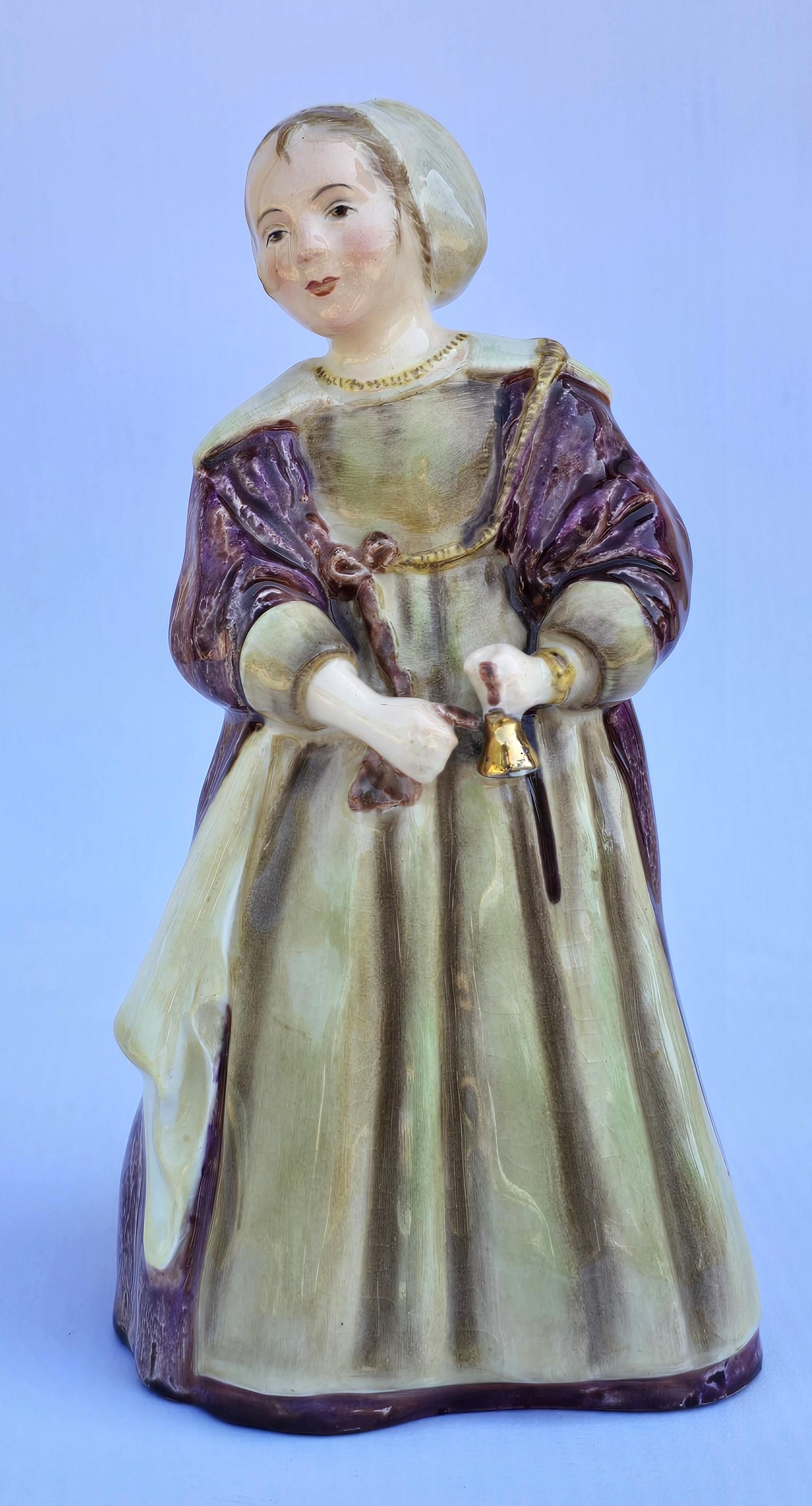 Mädchen mit einer Glocke. Wedgwood & Co Porzellanfigur, handbemalt, englisch, um 1910 im Angebot 2