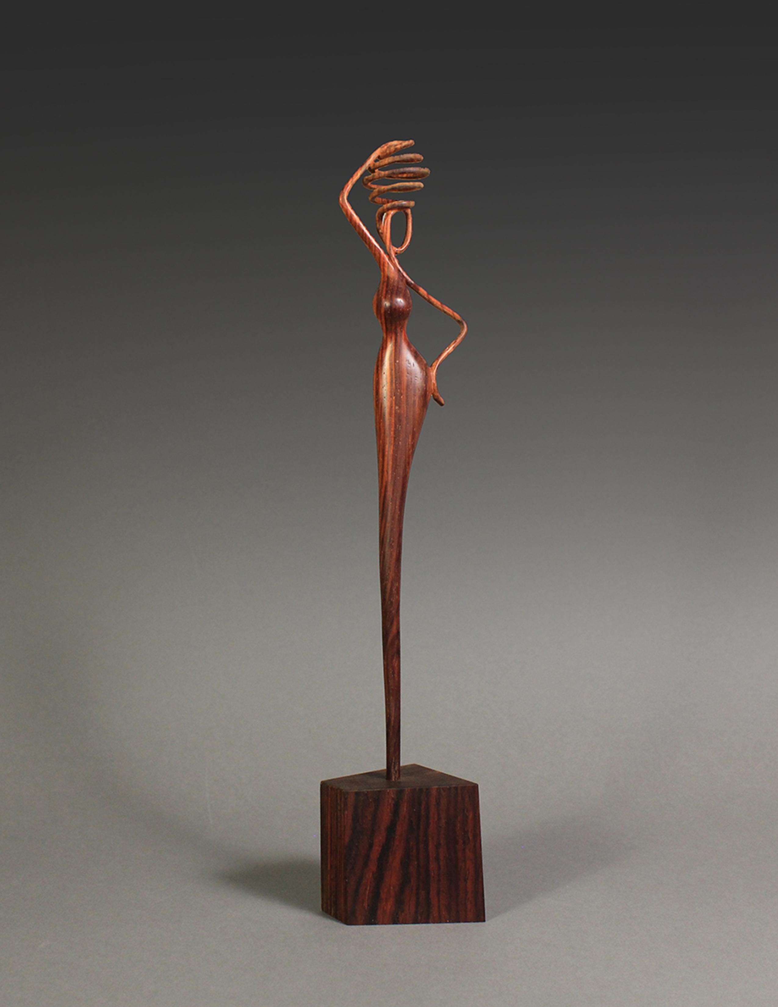 American Girl with a Jar, Cocobolo Wood sculpture by Nairi Safaryan For Sale