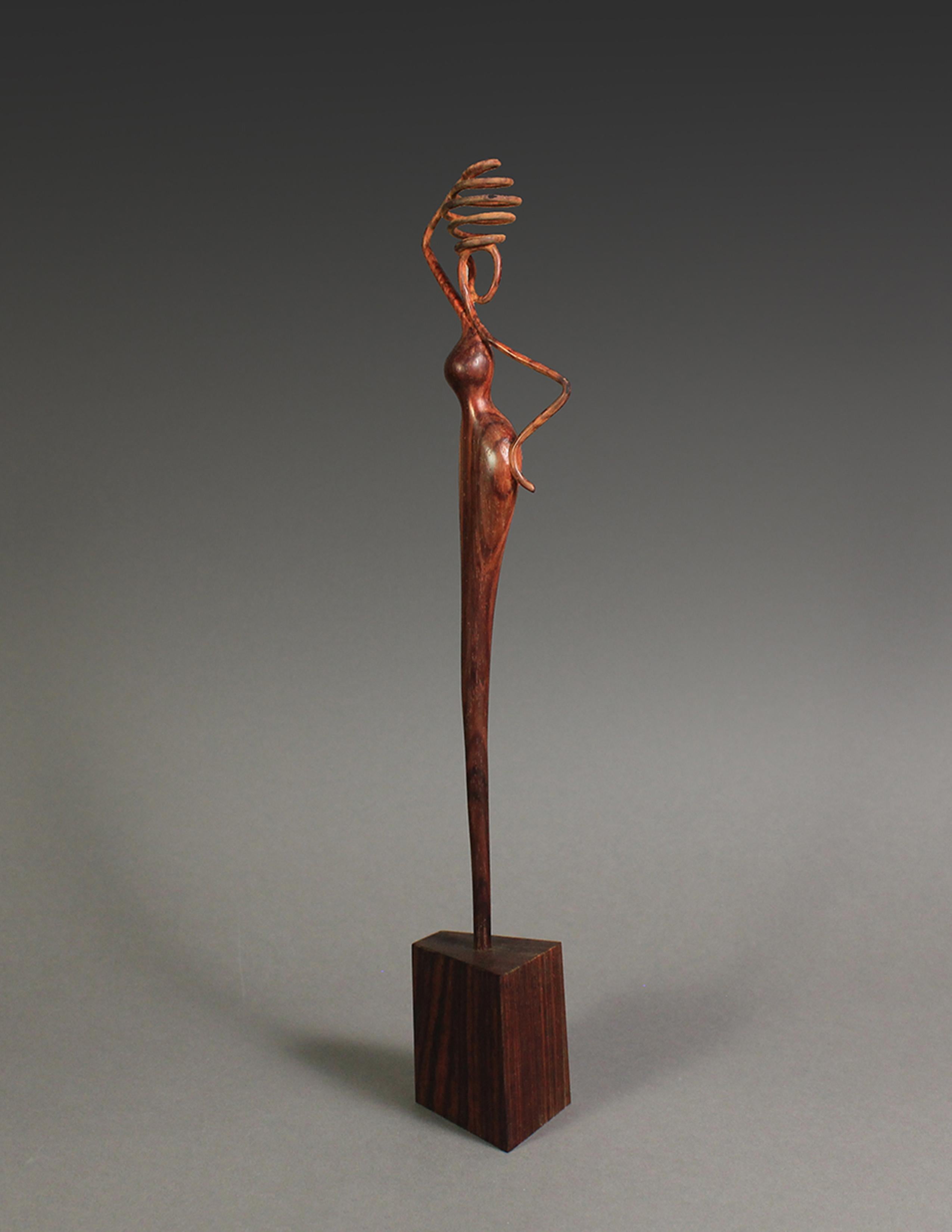 Contemporary Girl with a Jar, Cocobolo Wood sculpture by Nairi Safaryan For Sale