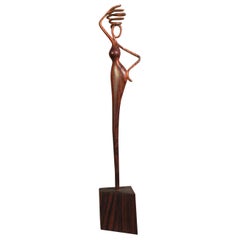 Girl with a Jar, Cocobolo Wood sculpture by Nairi Safaryan