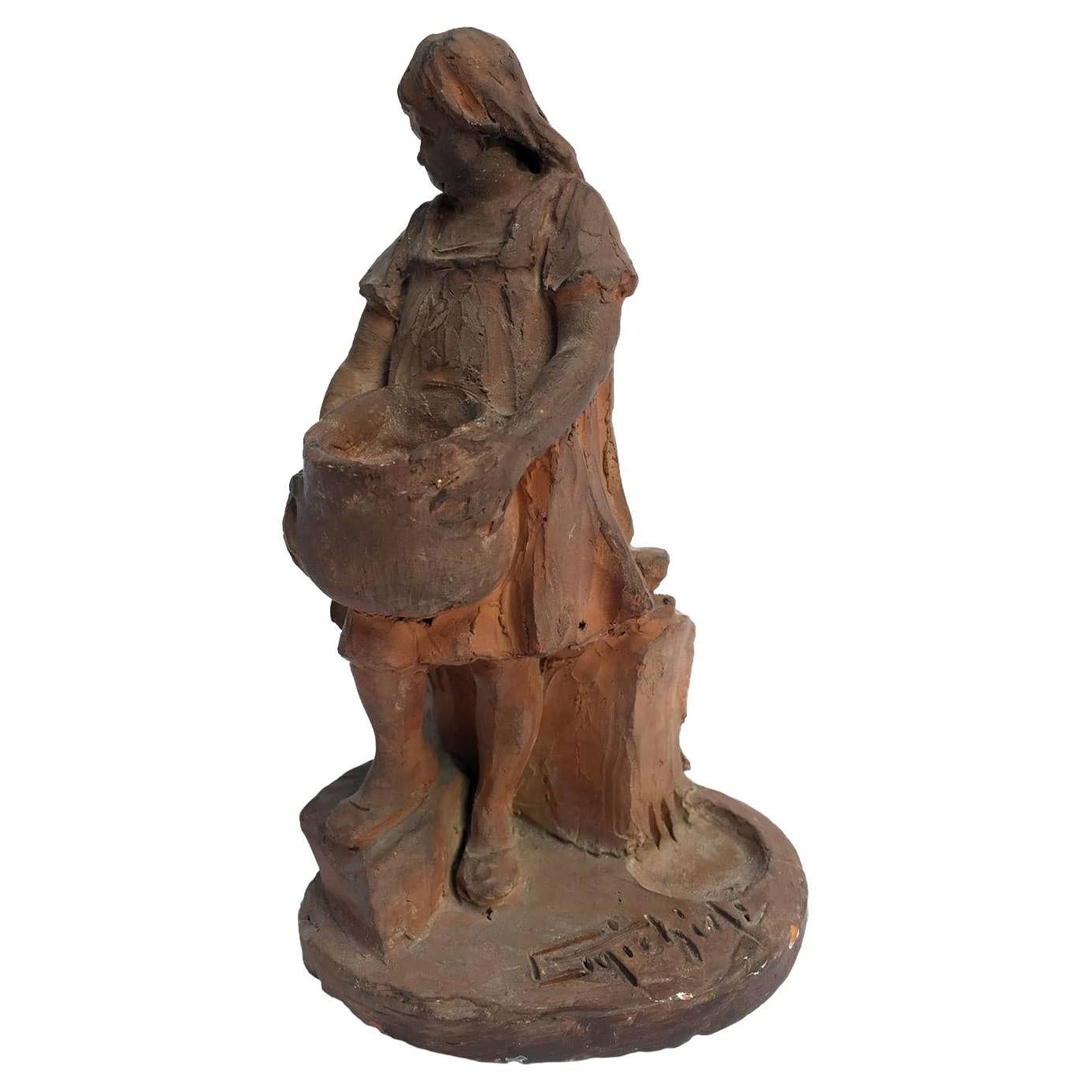 Girl With a Water Pot Early 20th Century Sculpture by Venetian Michieli For Sale