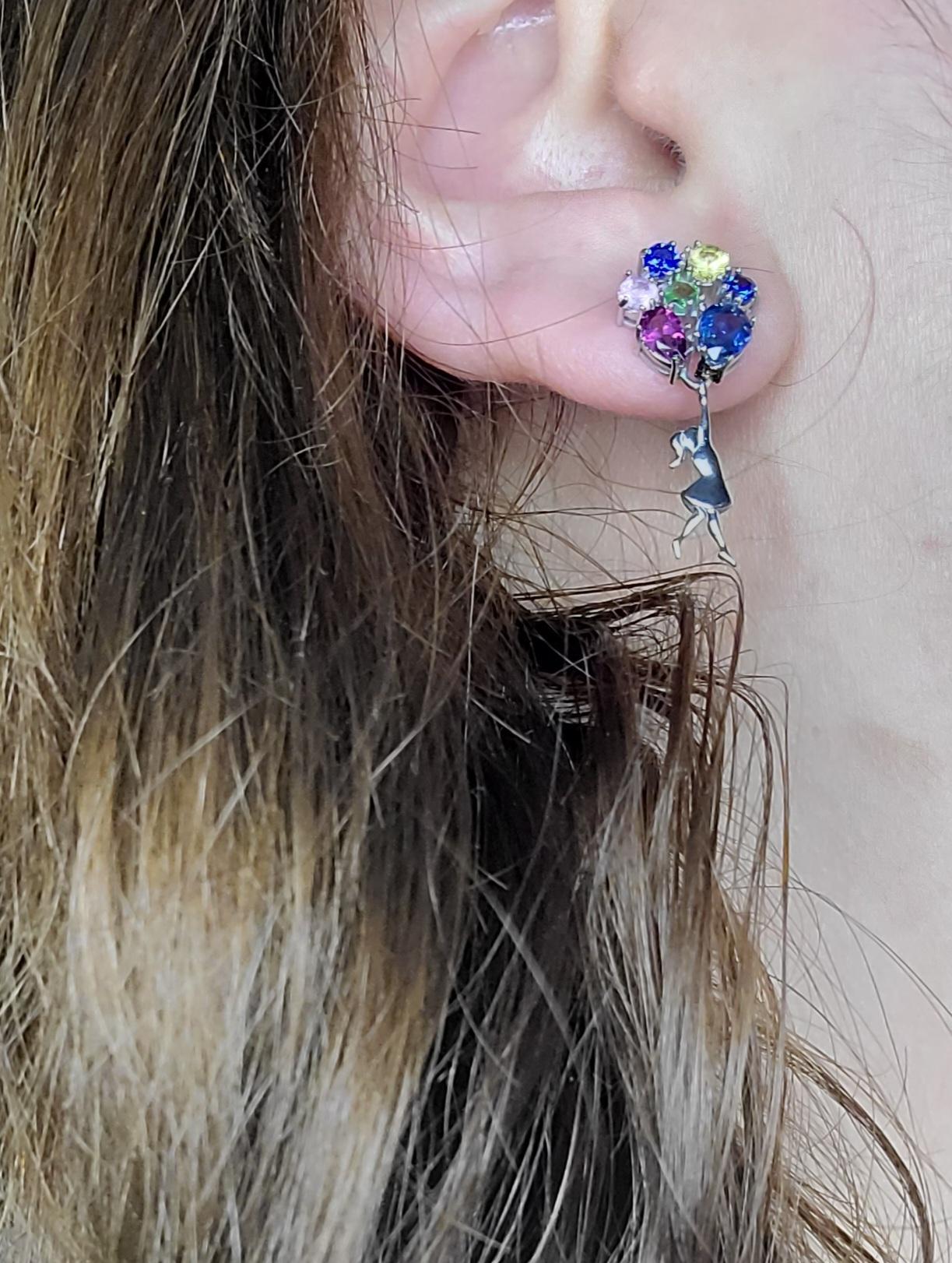 Girl with Balloons Earrings studs earrings For Sale 7