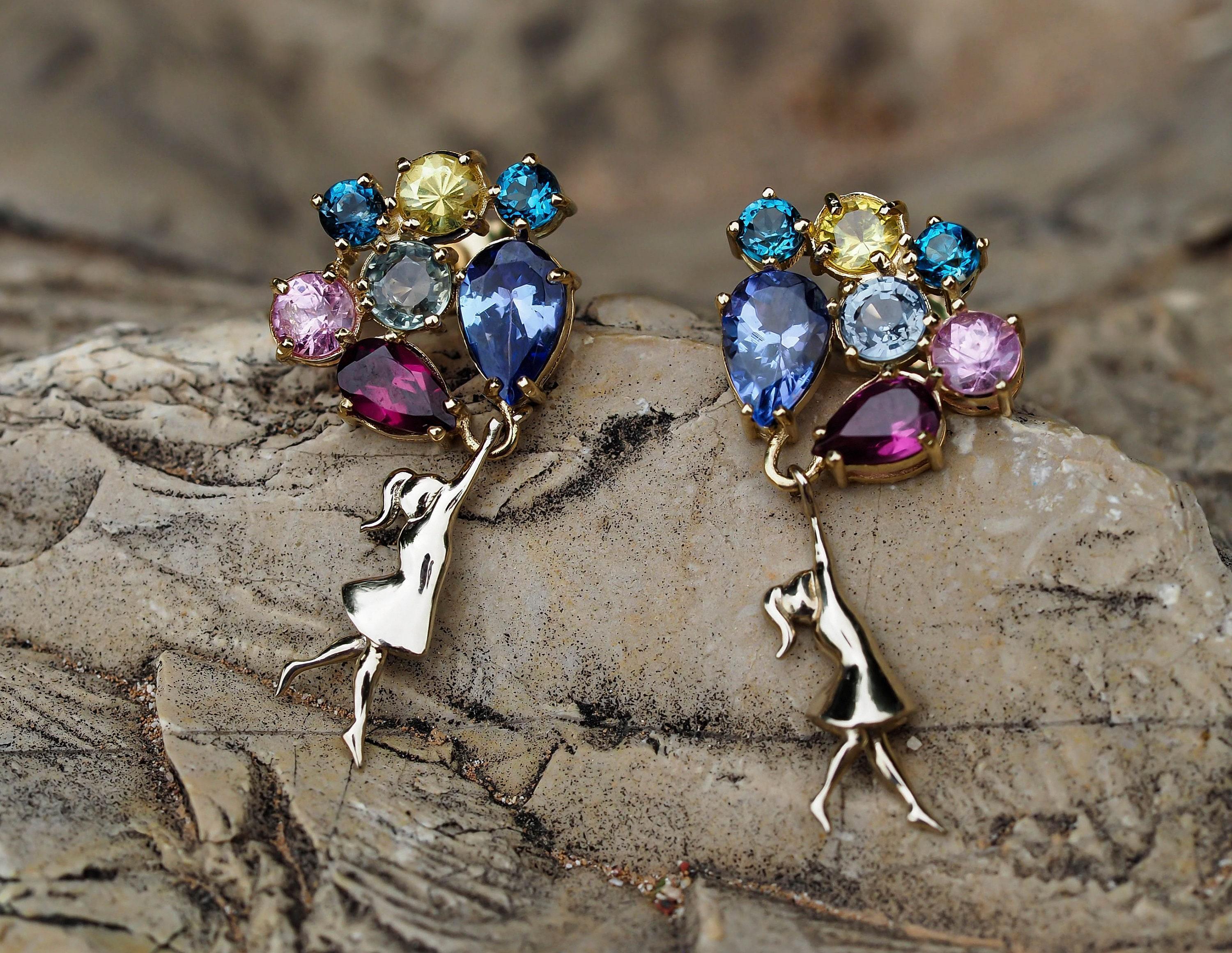 Modern Girl with Balloons Earrings studs earrings For Sale