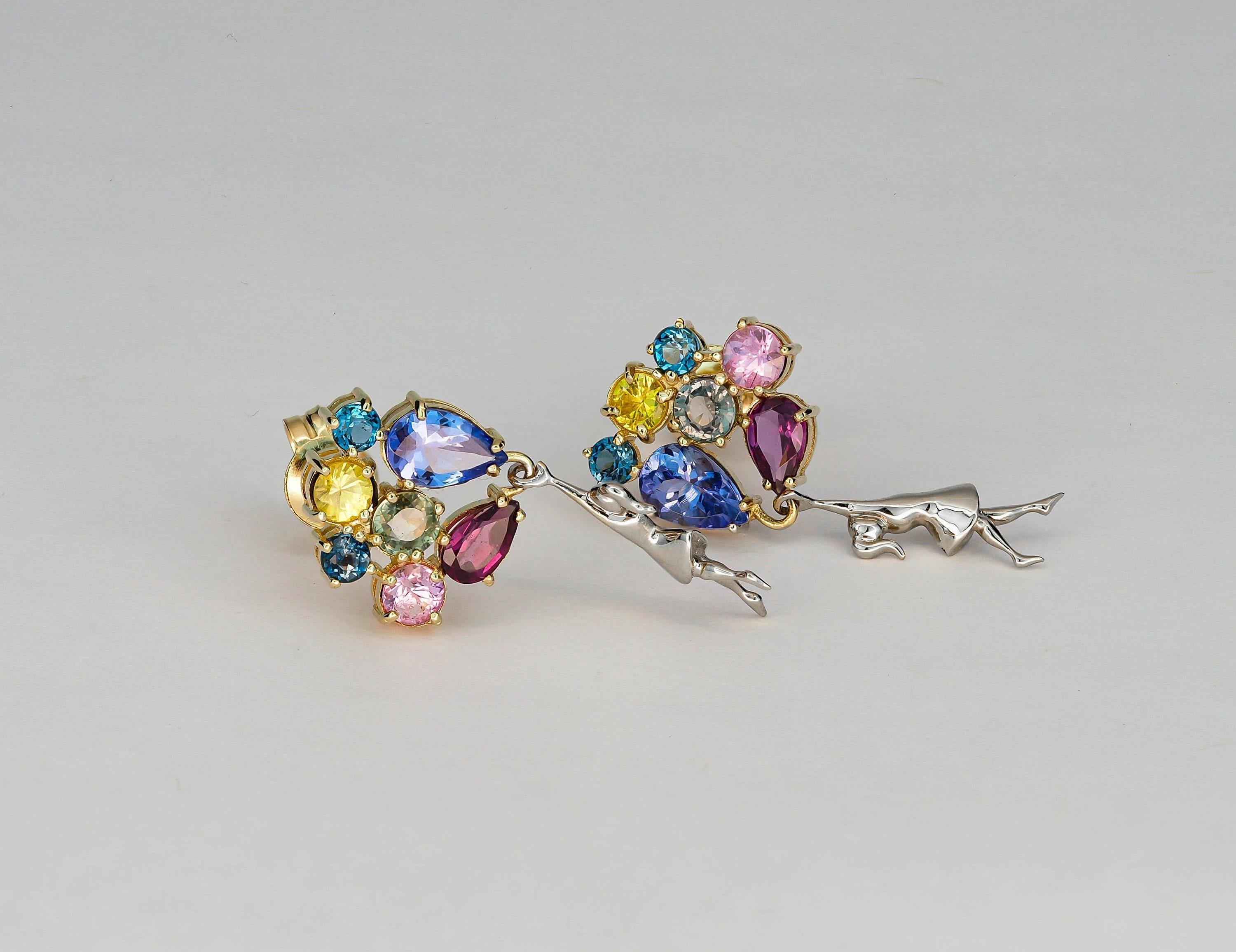 Girl with Balloons Earrings studs earrings In New Condition For Sale In Istanbul, TR