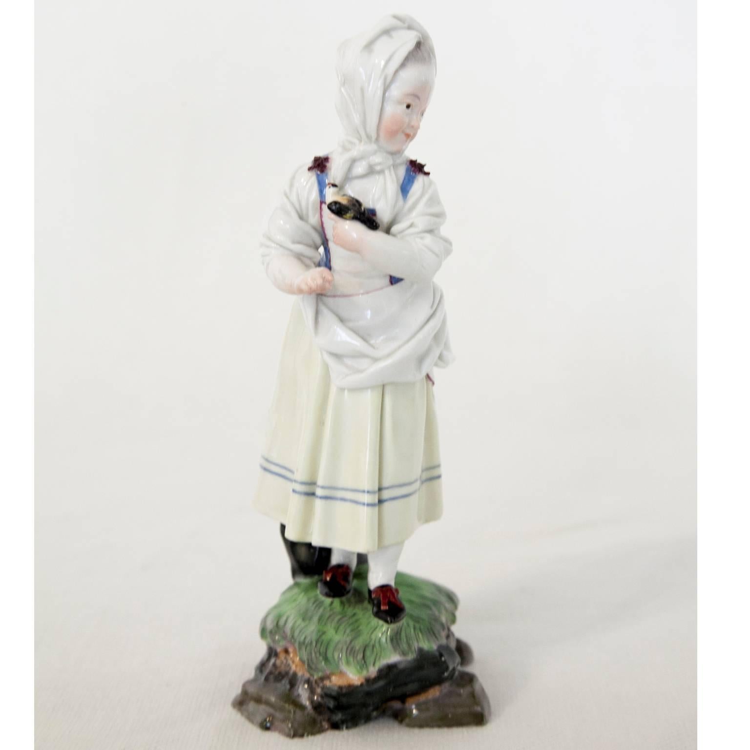 'Girl with Bonnet' Porcelain Figurine by Melchior, Höchst, 1770-1774 (Deutsch)