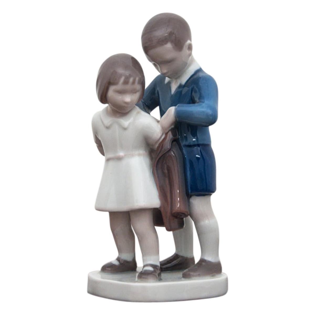 Girl with Boy Figurine from Bing & Grondhal, 1970-1983 For Sale