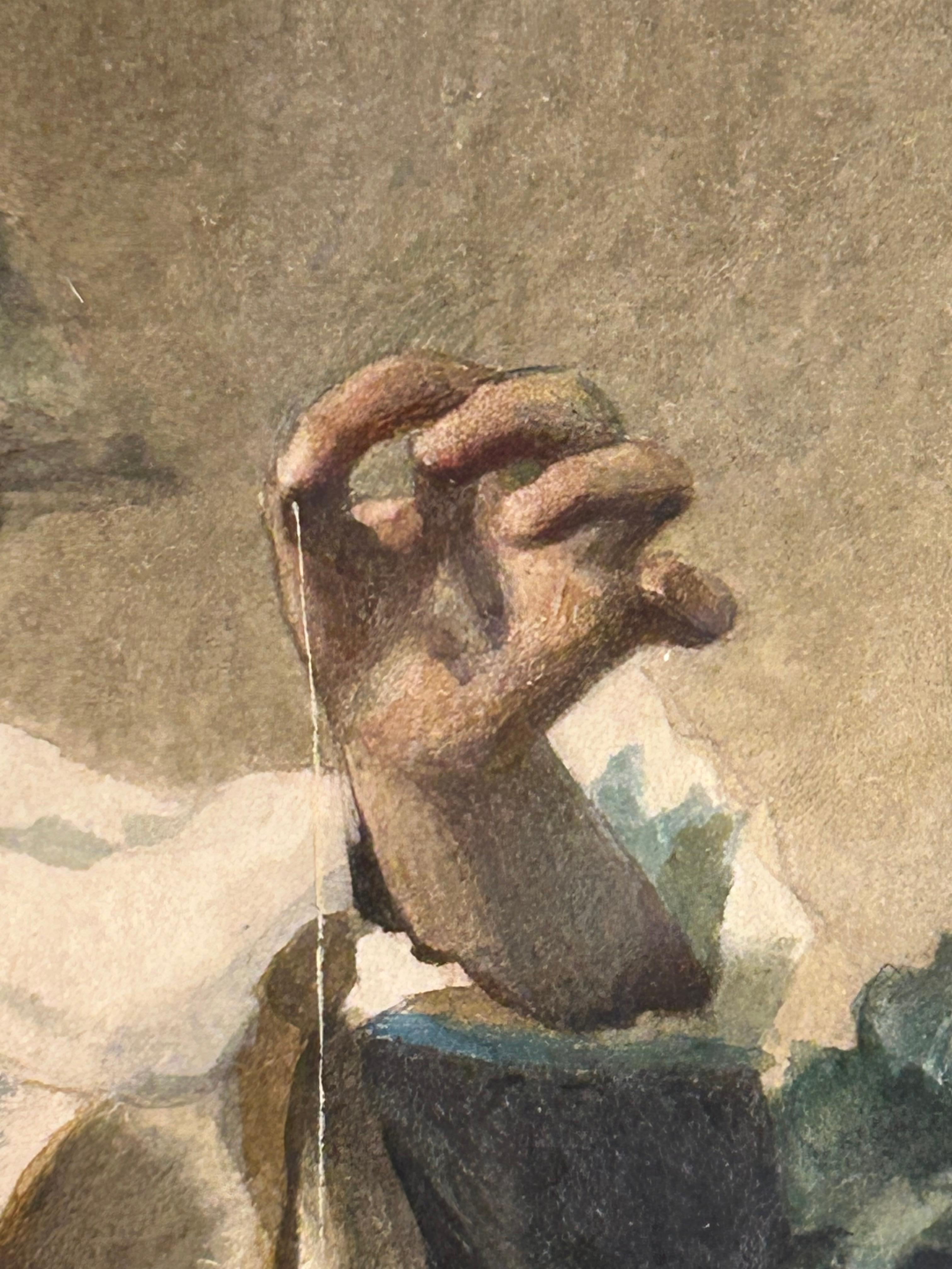 Mädchen mit Katze Girolamo Nattino 1842-1913 Aquarell im Angebot 6