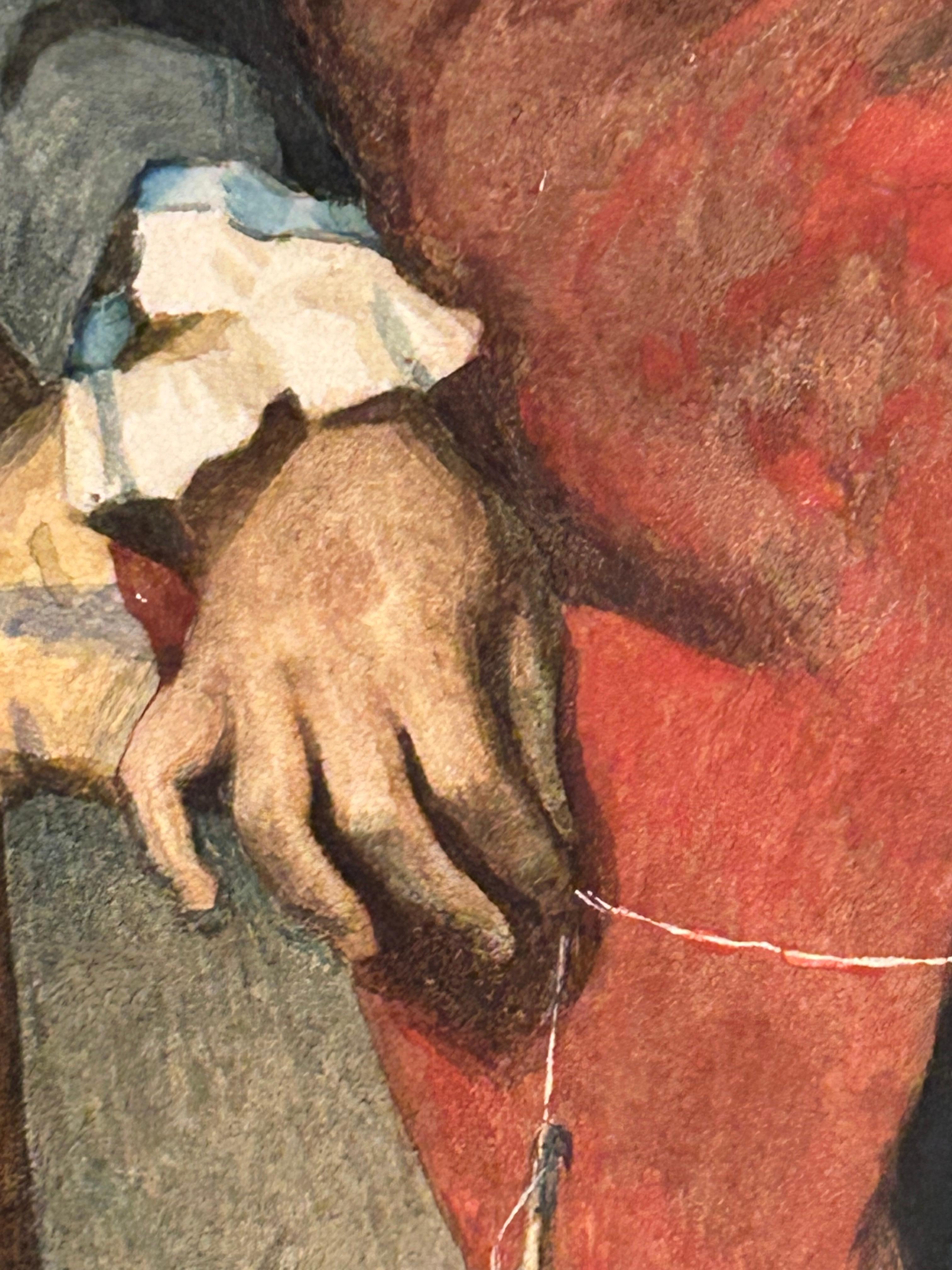 Mädchen mit Katze Girolamo Nattino 1842-1913 Aquarell (19. Jahrhundert) im Angebot