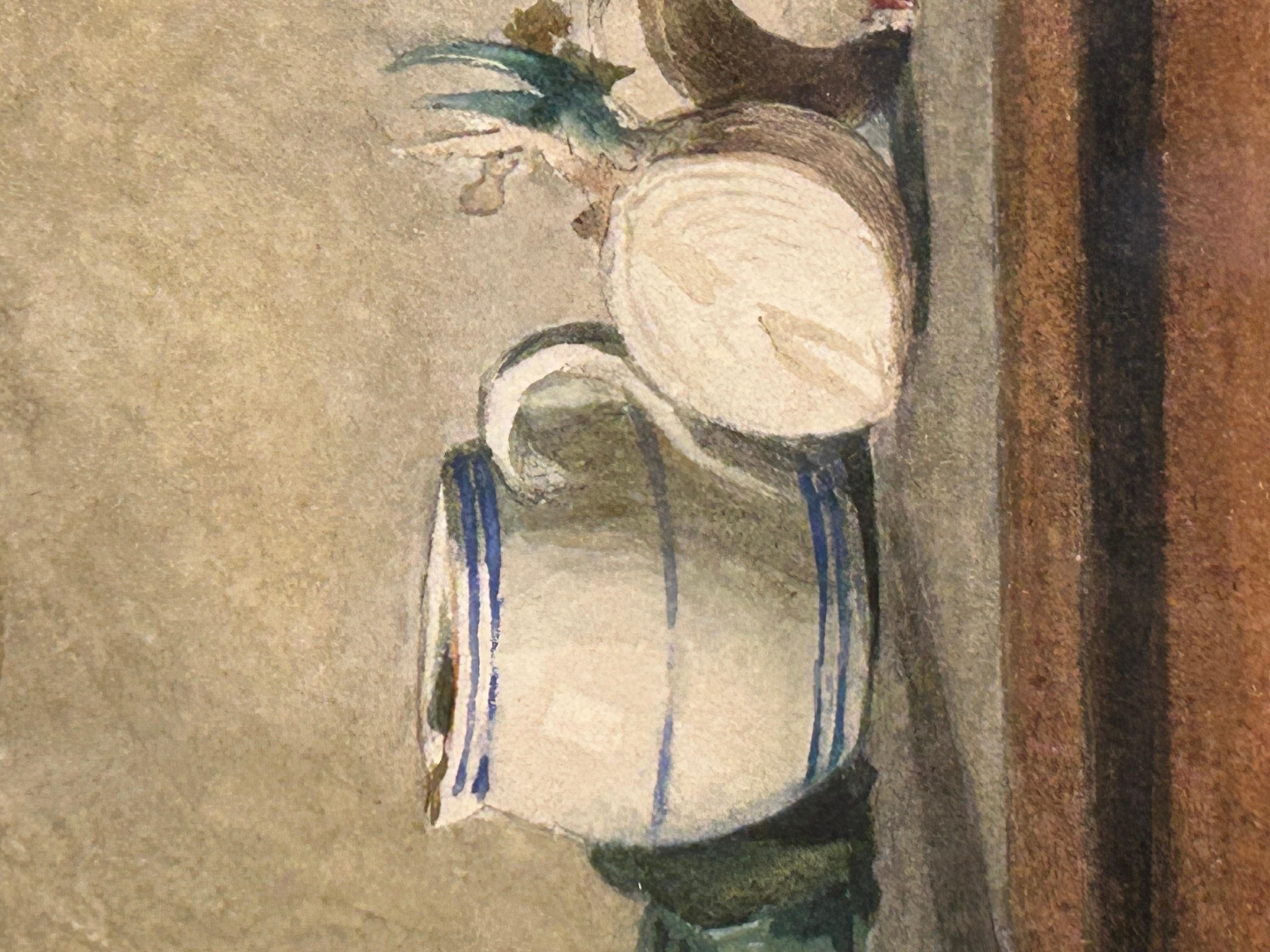 Niña con gato Girolamo Nattino 1842-1913 Acuarela en venta 1