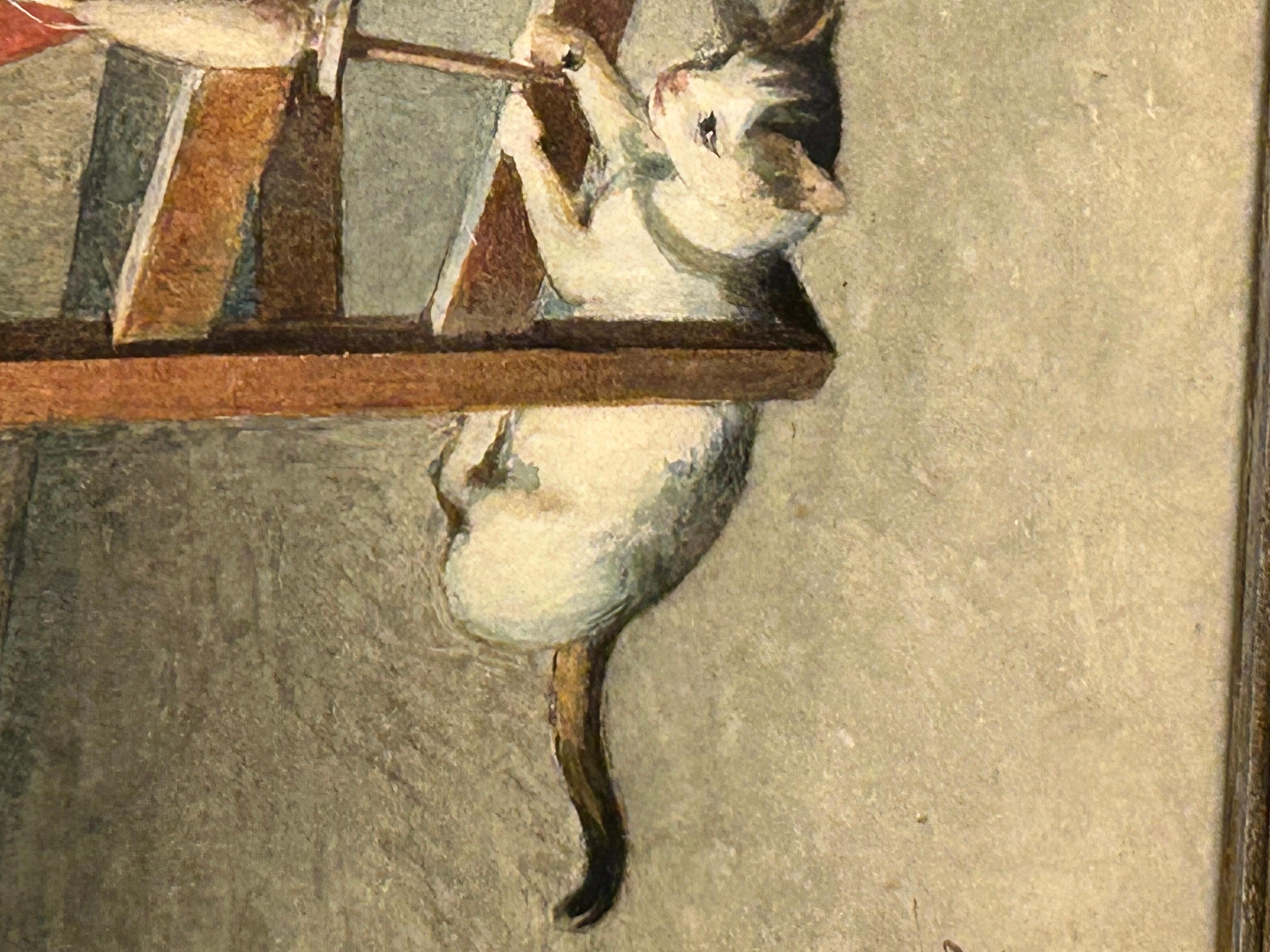 Niña con gato Girolamo Nattino 1842-1913 Acuarela en venta 2
