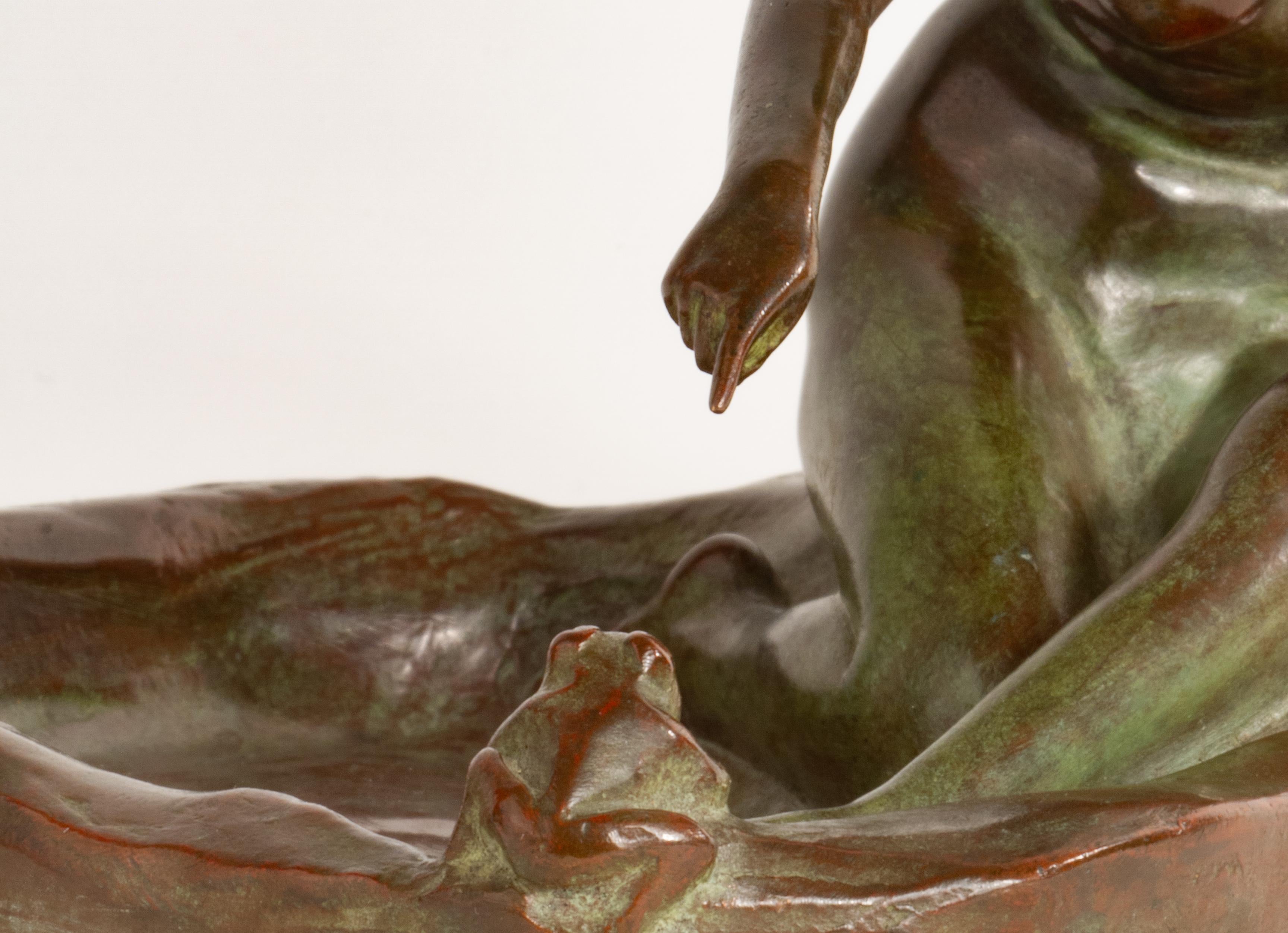 Girl with Frog American Art Nouveau Sculpture by, Harriet Whitney Frishmuth 4