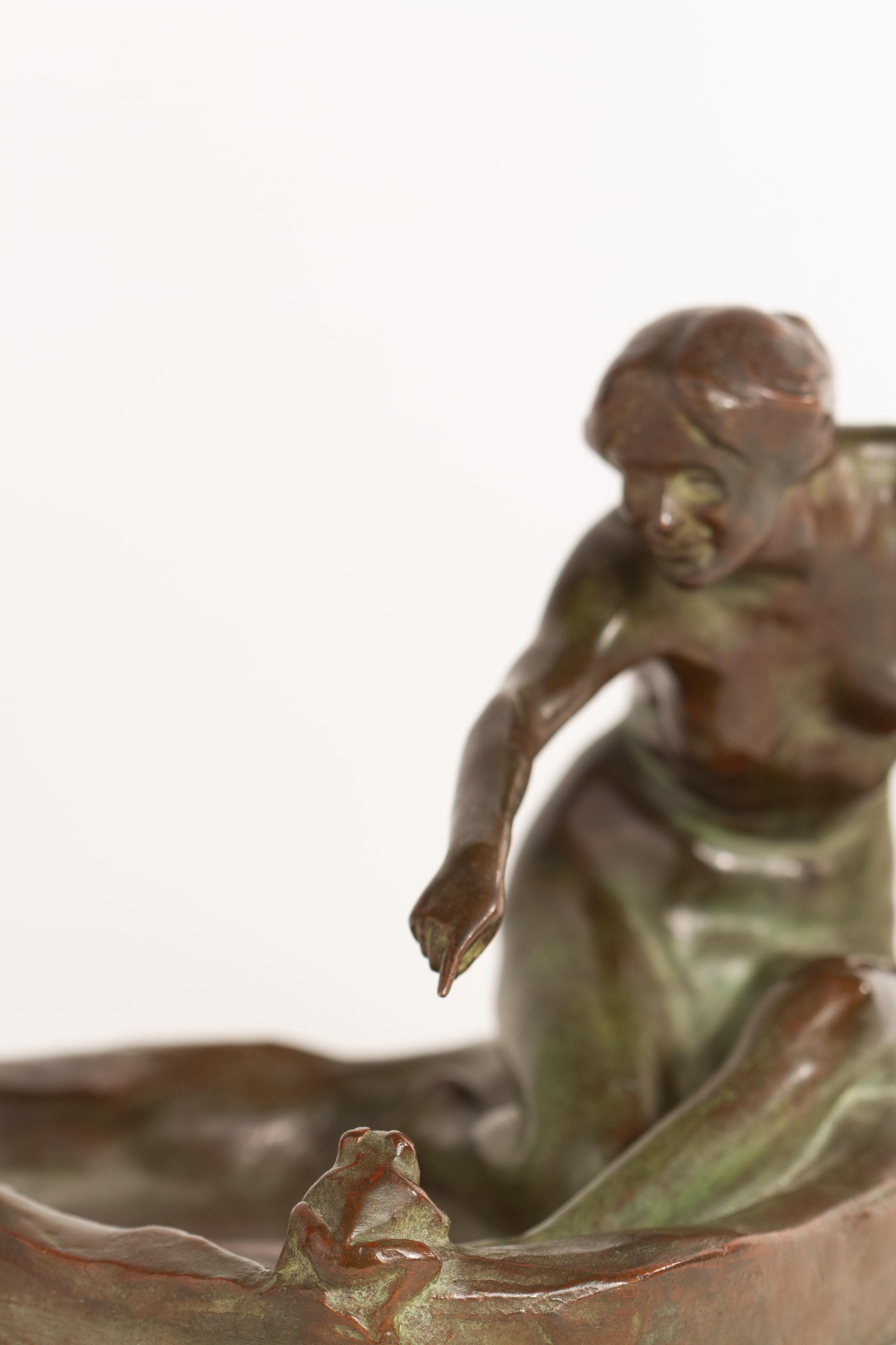Girl with Frog American Art Nouveau Sculpture by, Harriet Whitney Frishmuth 2