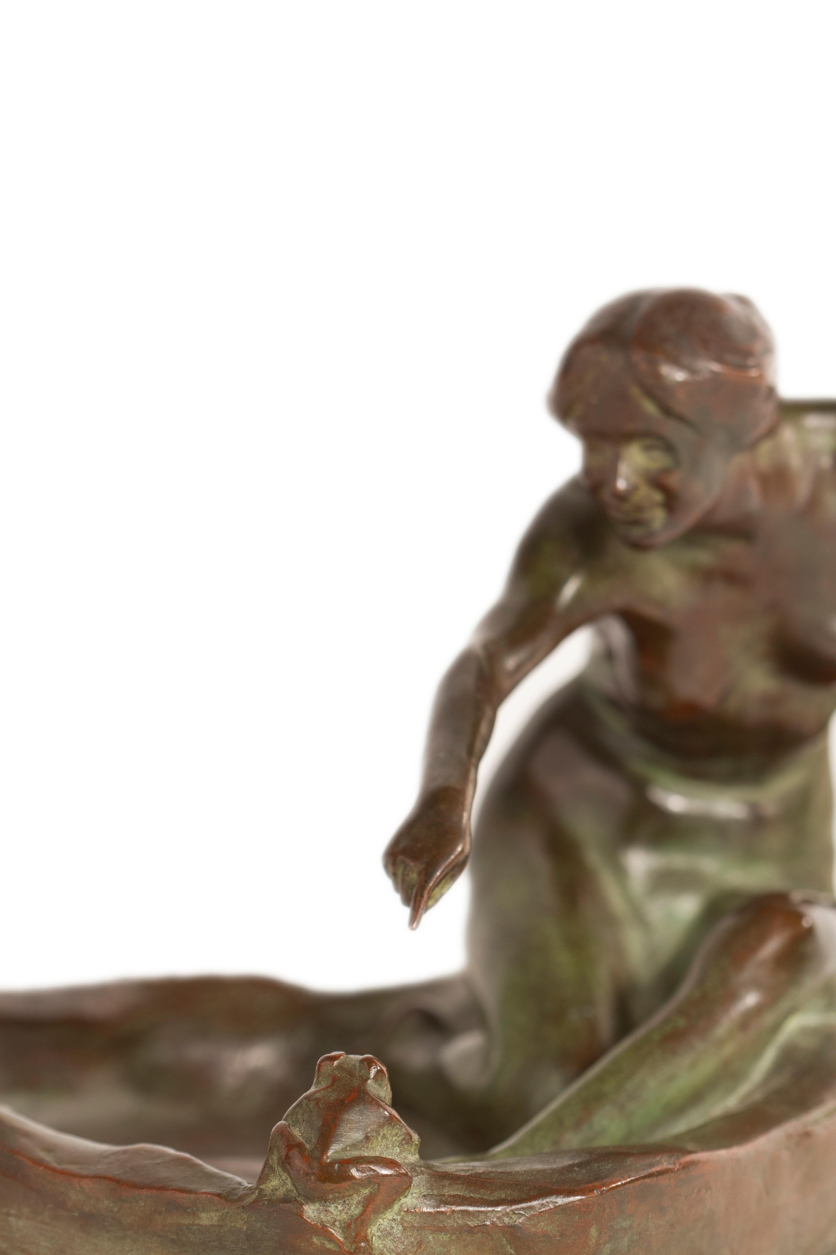 Girl with Frog American Art Nouveau Sculpture by, Harriet Whitney Frishmuth 3