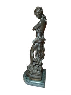 Girl with Wheat Bronze Sculpture by Hippolyte Moreau