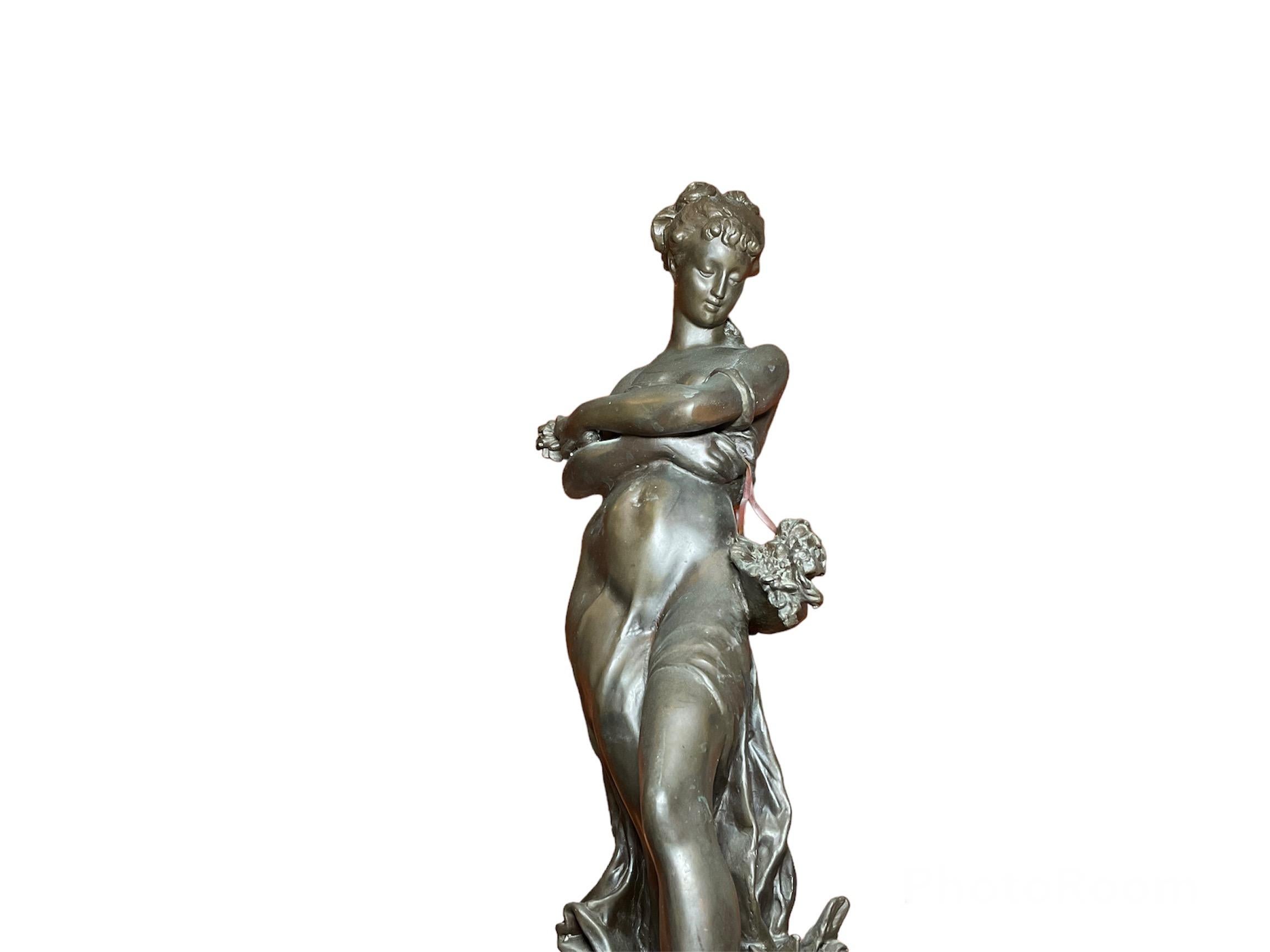 Ragazza con grano - Scultura in bronzo di Hippolyte Moreau In condizioni buone in vendita a Guaynabo, PR
