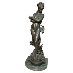 Girl with Wheat Bronze Sculpture by Hippolyte Moreau